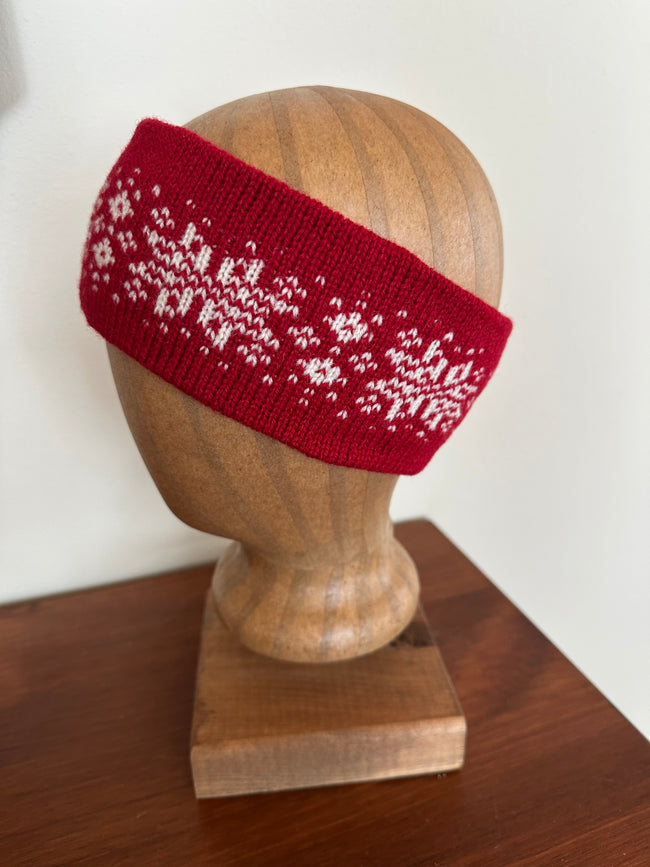 Shetland wool headband, hand-knit fair isle design, warming headwear for chilly days and thoughtful handmade gift Hover Image