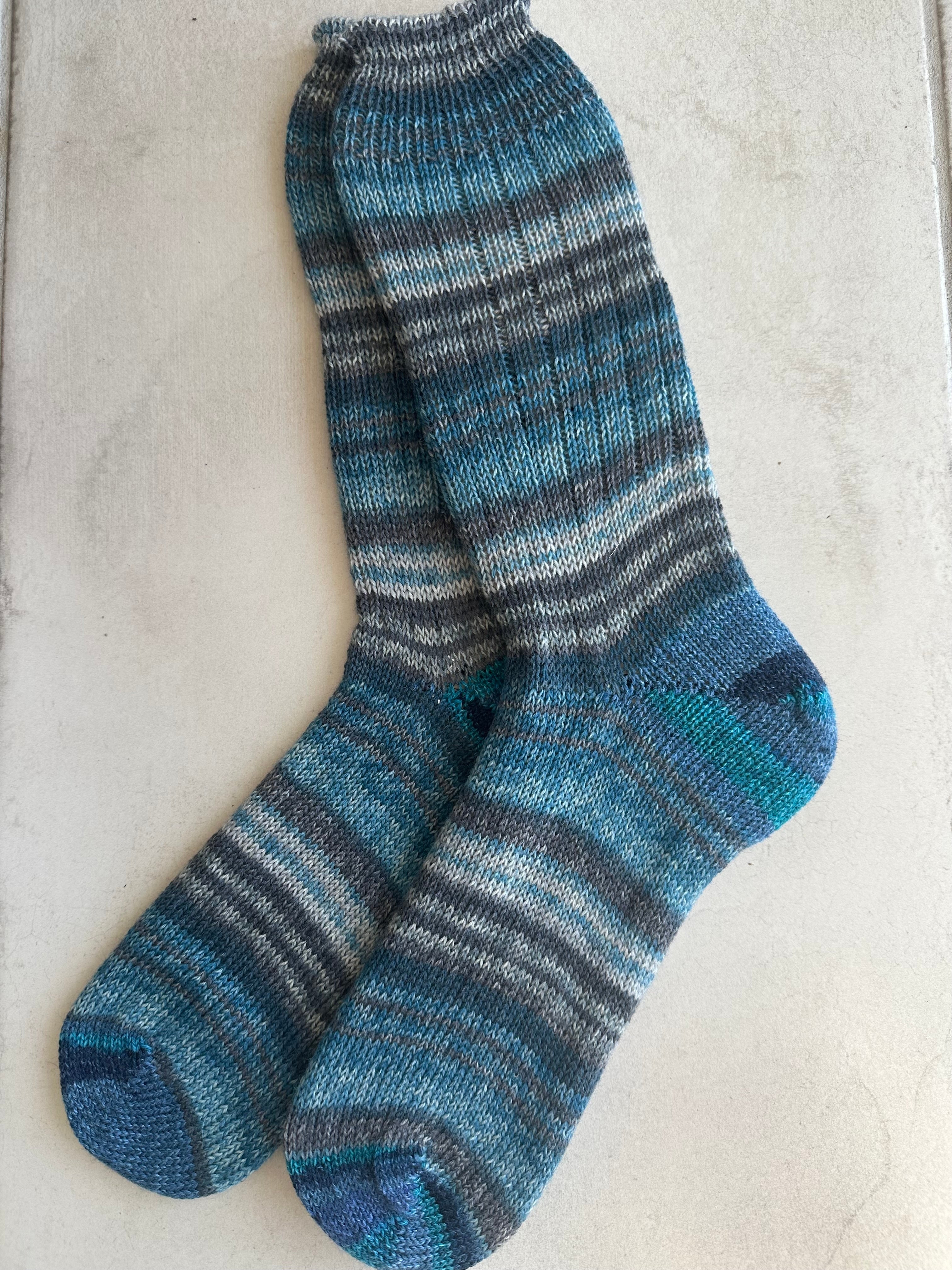 Hand-Knitted Socks,  Hand-Knitted Merino Wool Socks - Large