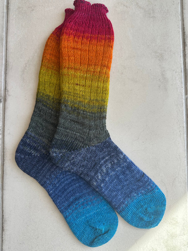 Hand-Knitted Socks, Extra Long Leg, Hand-Knitted Merino Wool Socks - Large Hover Image
