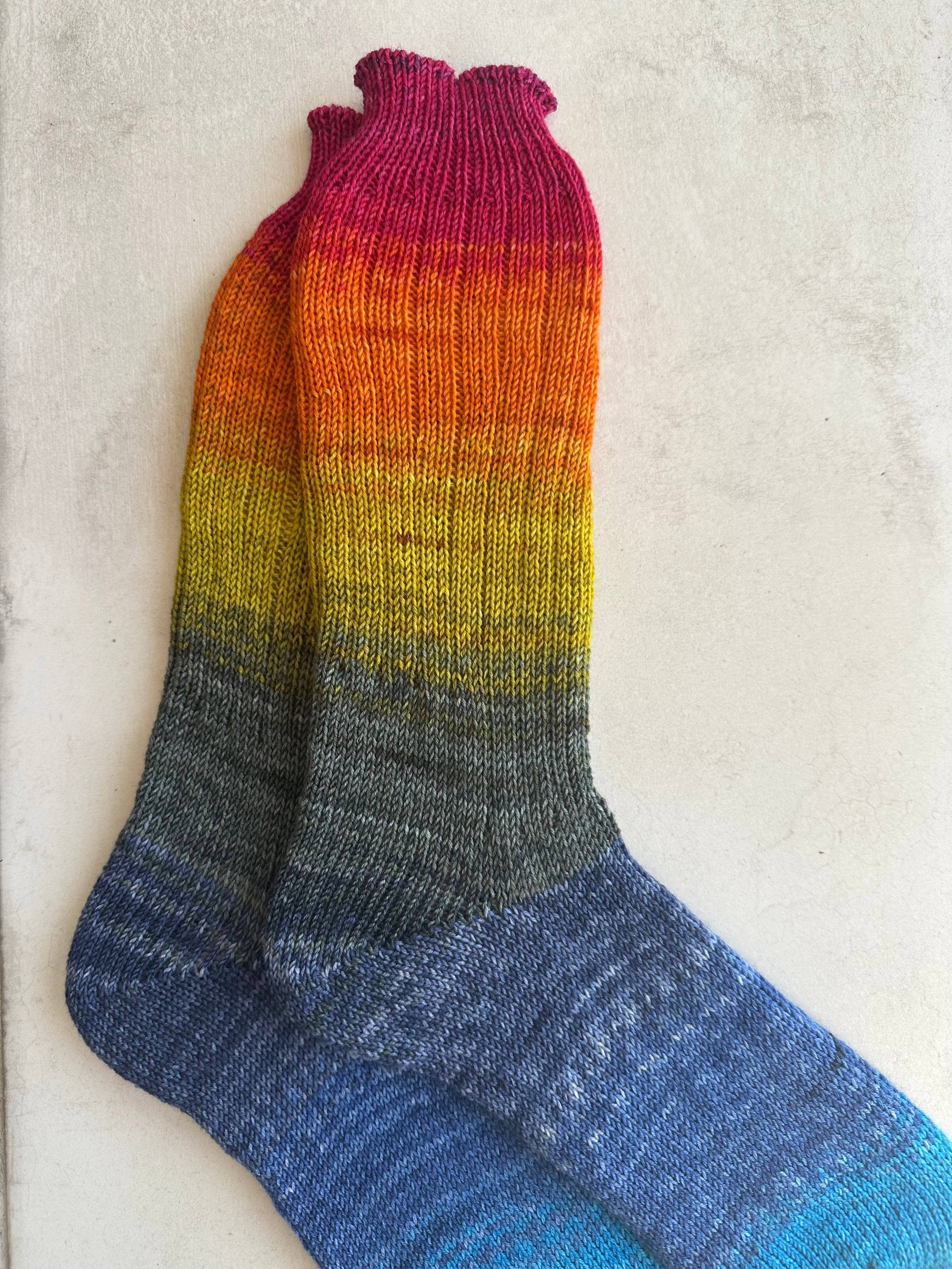 Hand-Knitted Socks, Extra Long Leg, Hand-Knitted Merino Wool Socks - Large
