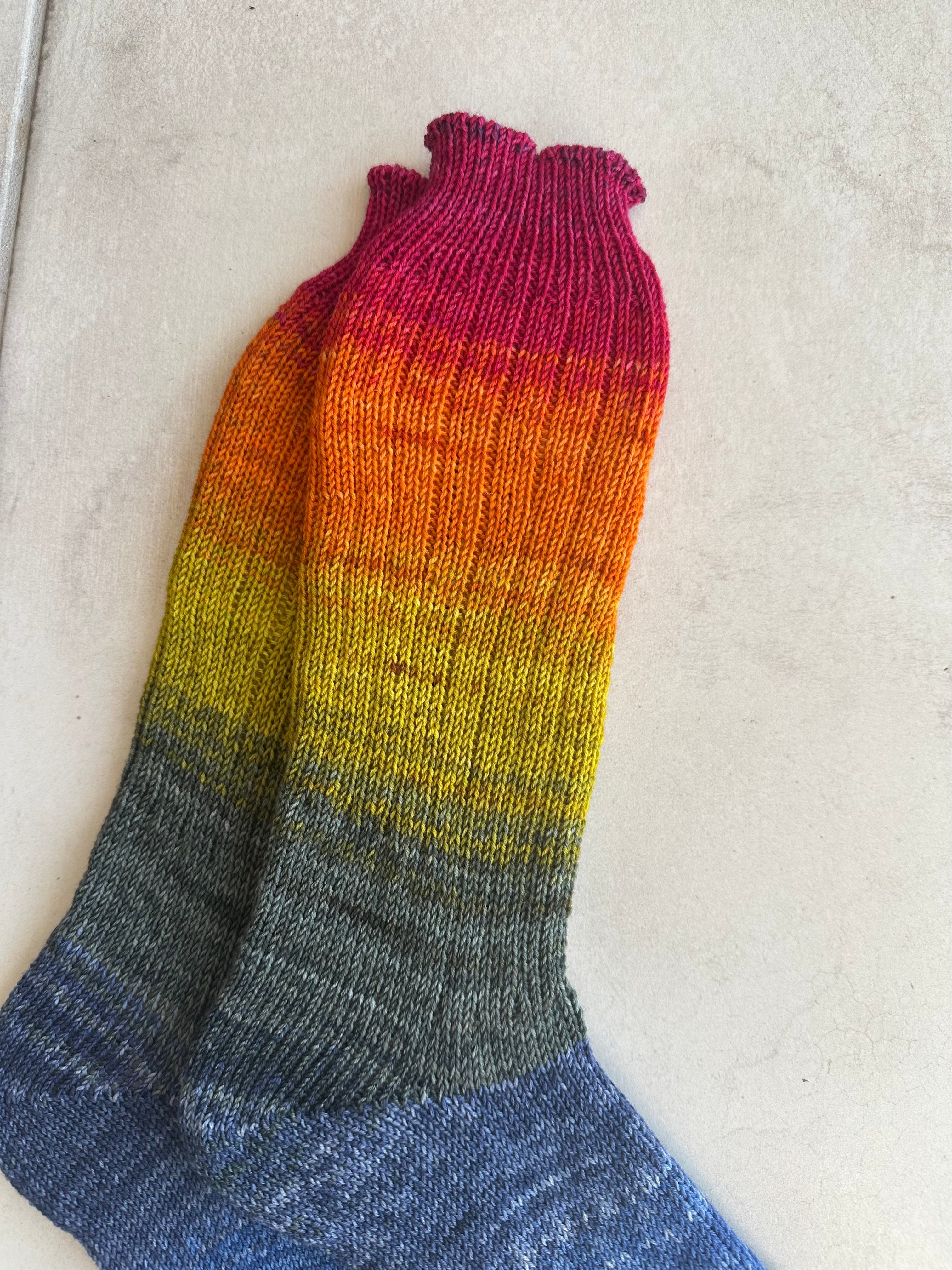 Hand-Knitted Socks, Extra Long Leg, Hand-Knitted Merino Wool Socks - Large