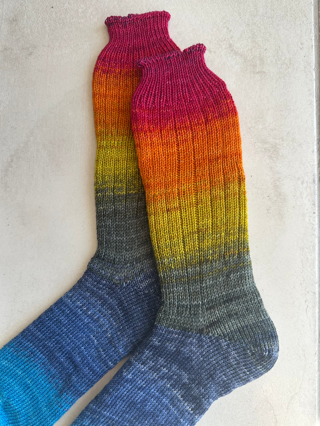 Hand-Knitted Socks, Extra Long Leg, Hand-Knitted Merino Wool Socks - Large