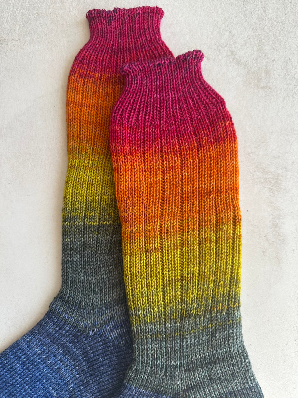 Hand-Knitted Socks, Extra Long Leg, Hand-Knitted Merino Wool Socks - Large