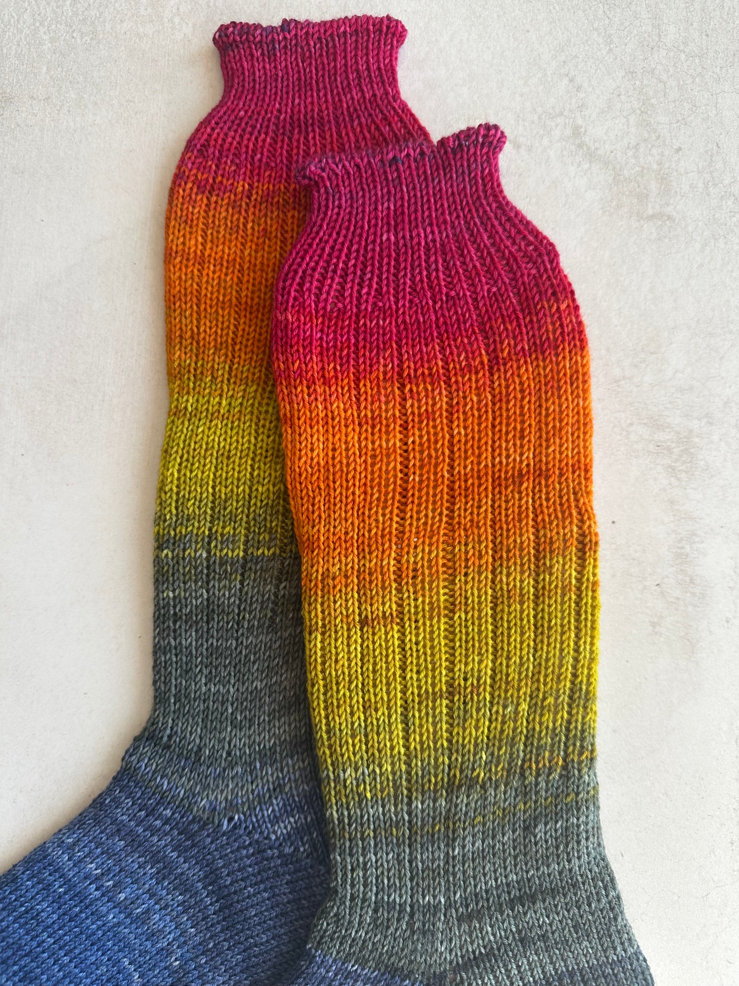 Hand-Knitted Socks, Extra Long Leg, Hand-Knitted Merino Wool Socks - Large