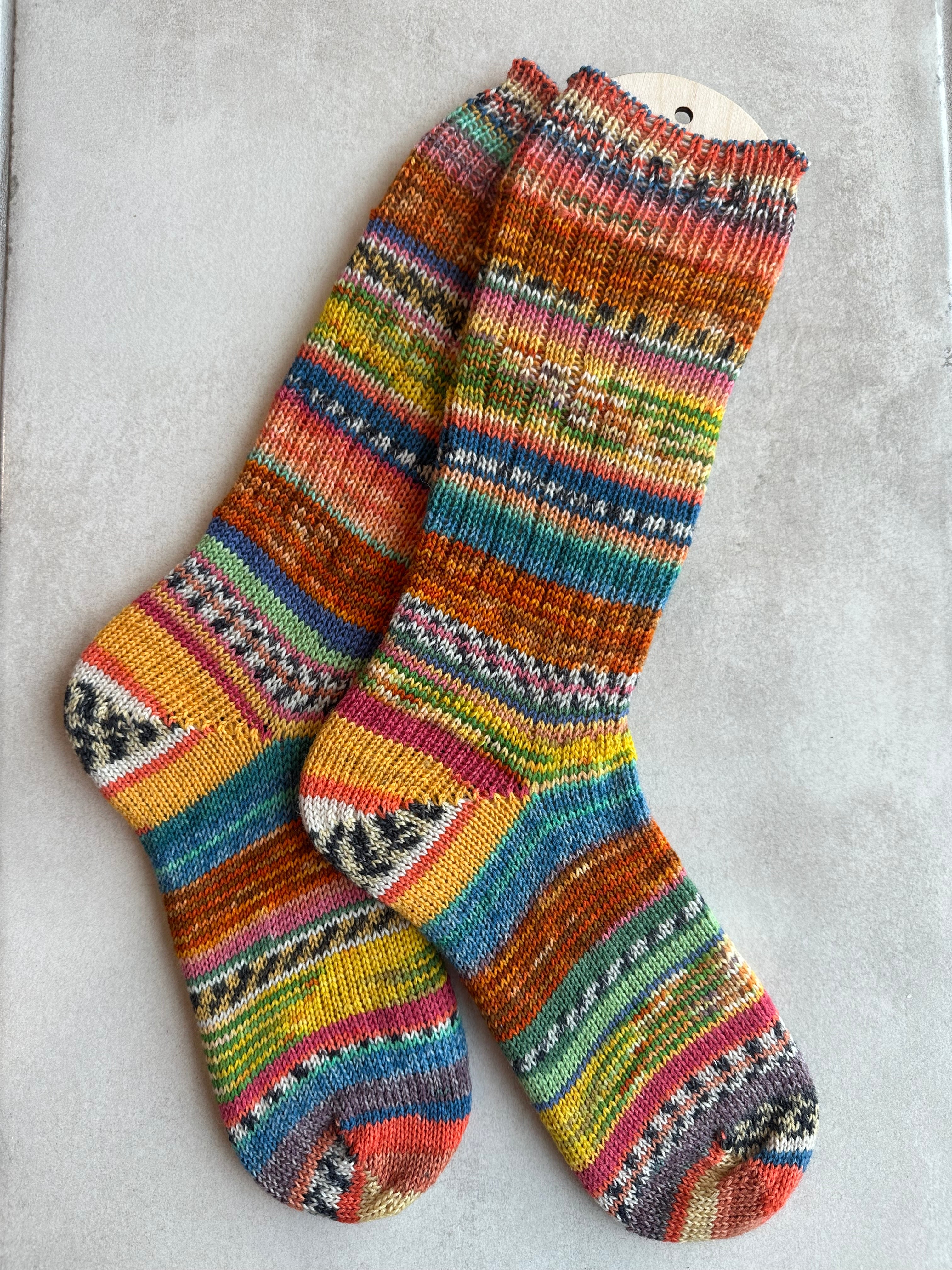 One of a Kind Scrappy Handmade Wool Socks - Soft, Warm & Colorful Winter Socks for Women