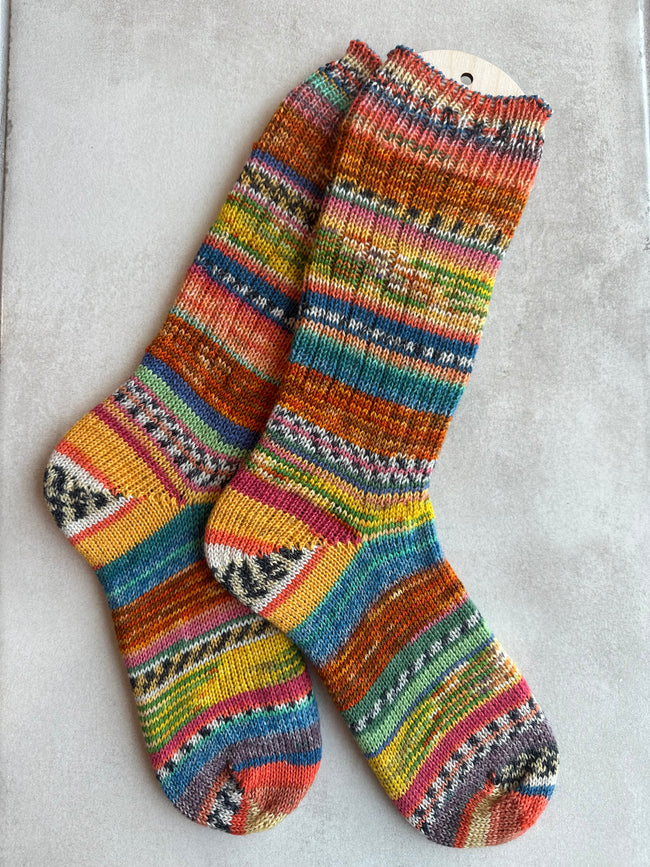 One of a Kind Scrappy Handmade Wool Socks - Soft, Warm & Colorful Winter Socks for Women Hover Image