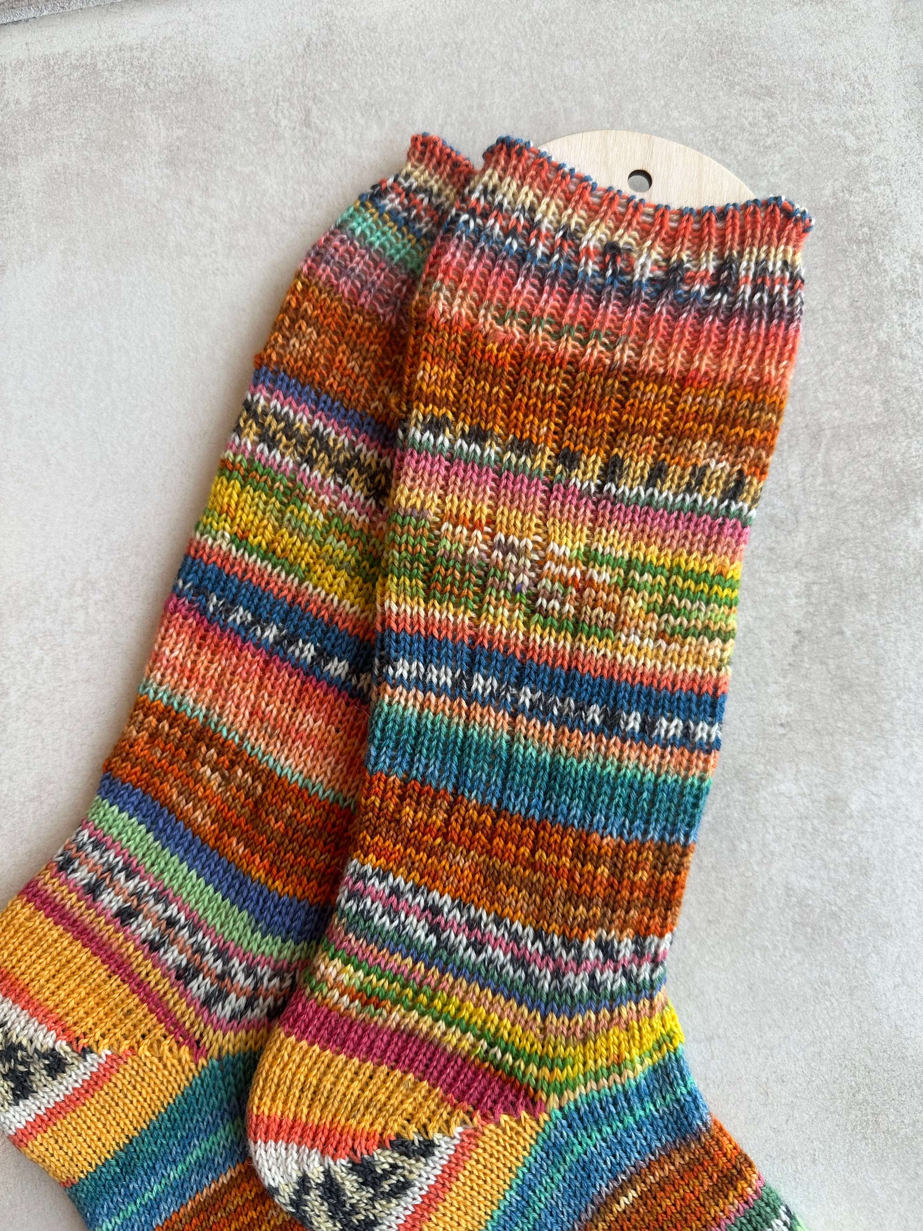 One of a Kind Scrappy Handmade Wool Socks - Soft, Warm & Colorful Winter Socks for Women