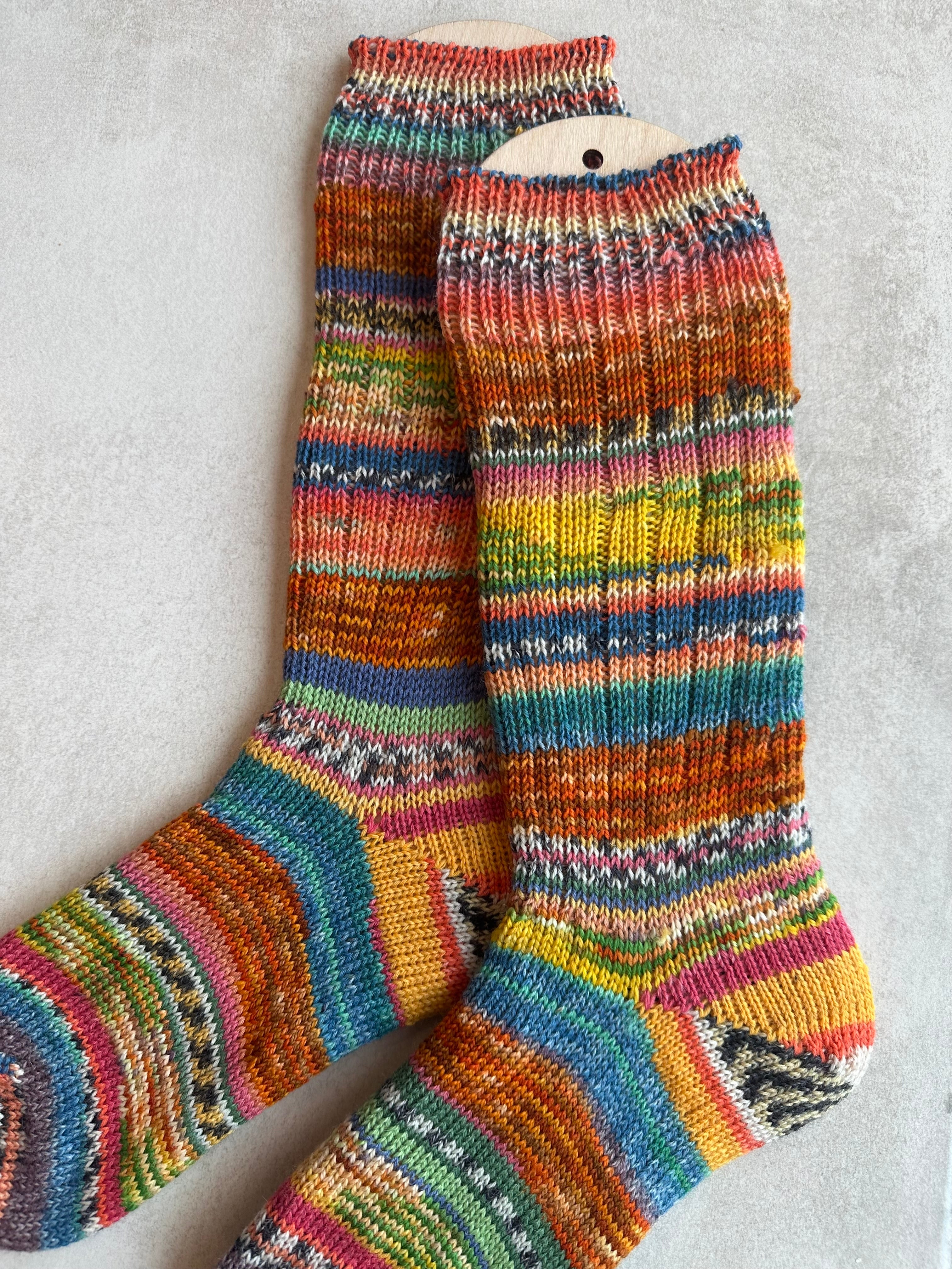 One of a Kind Scrappy Handmade Wool Socks - Soft, Warm & Colorful Winter Socks for Women