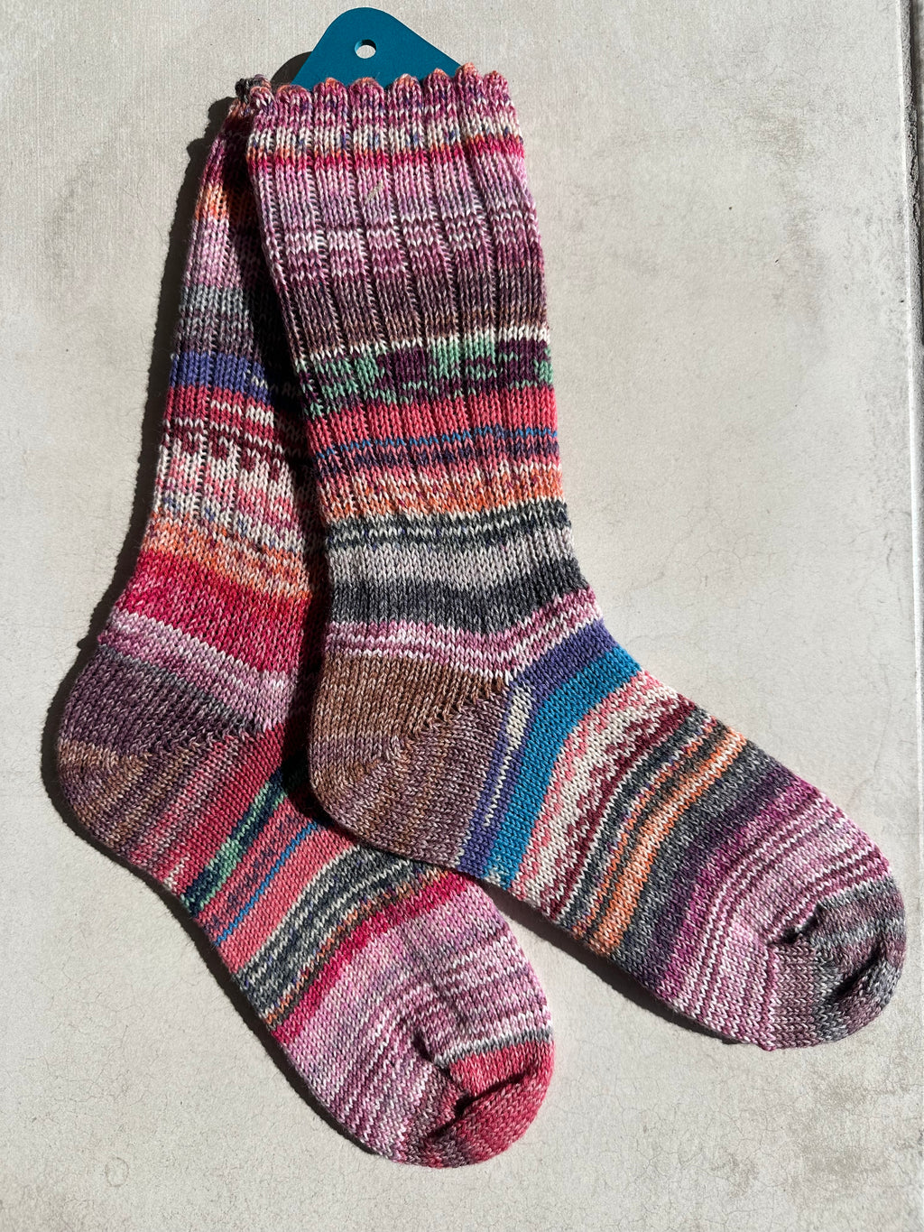One of a Kind Scrappy Handmade Wool Socks - Soft, Warm & Colorful Winter Socks for Women