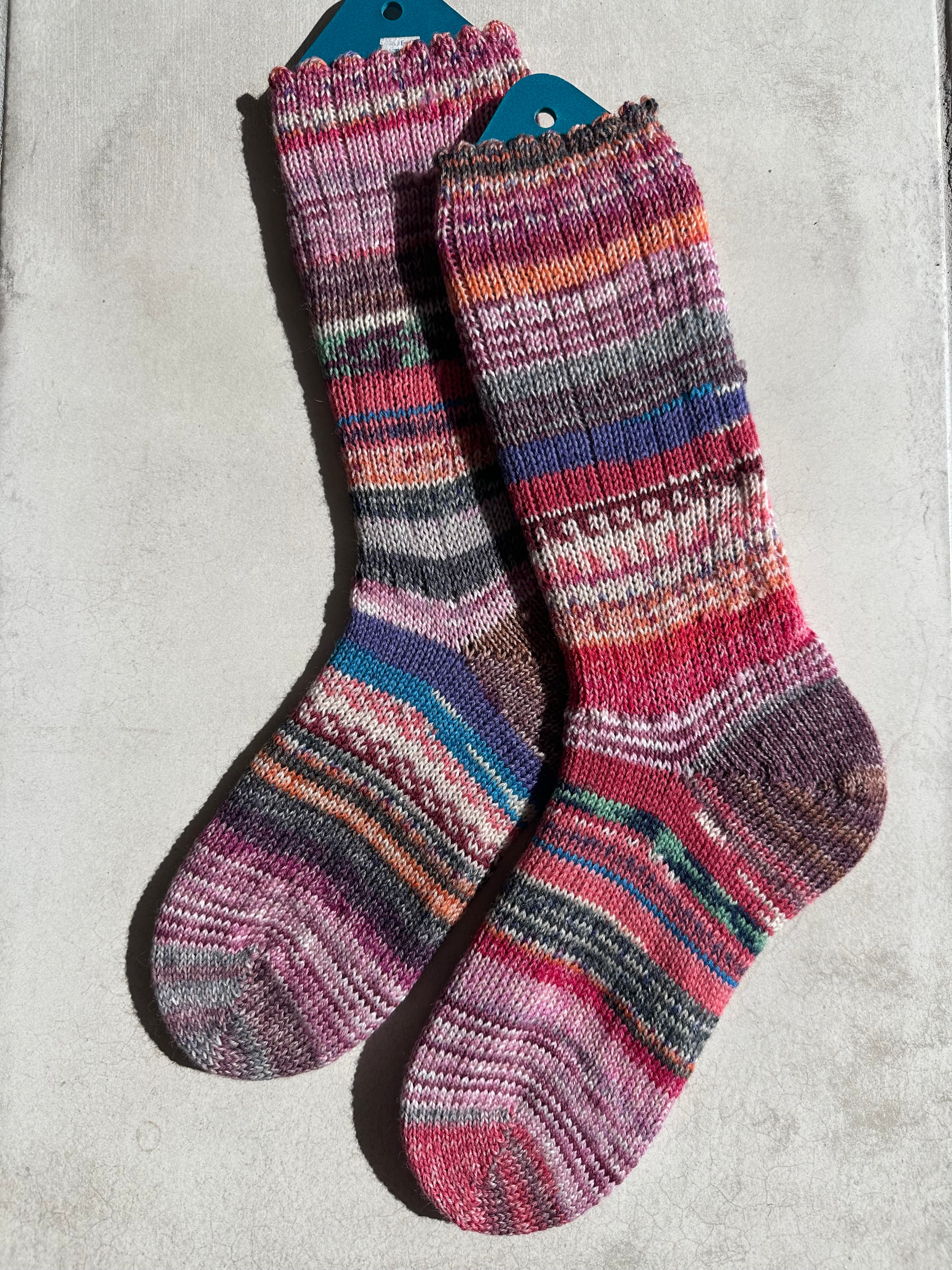 One of a Kind Scrappy Handmade Wool Socks - Soft, Warm & Colorful Winter Socks for Women