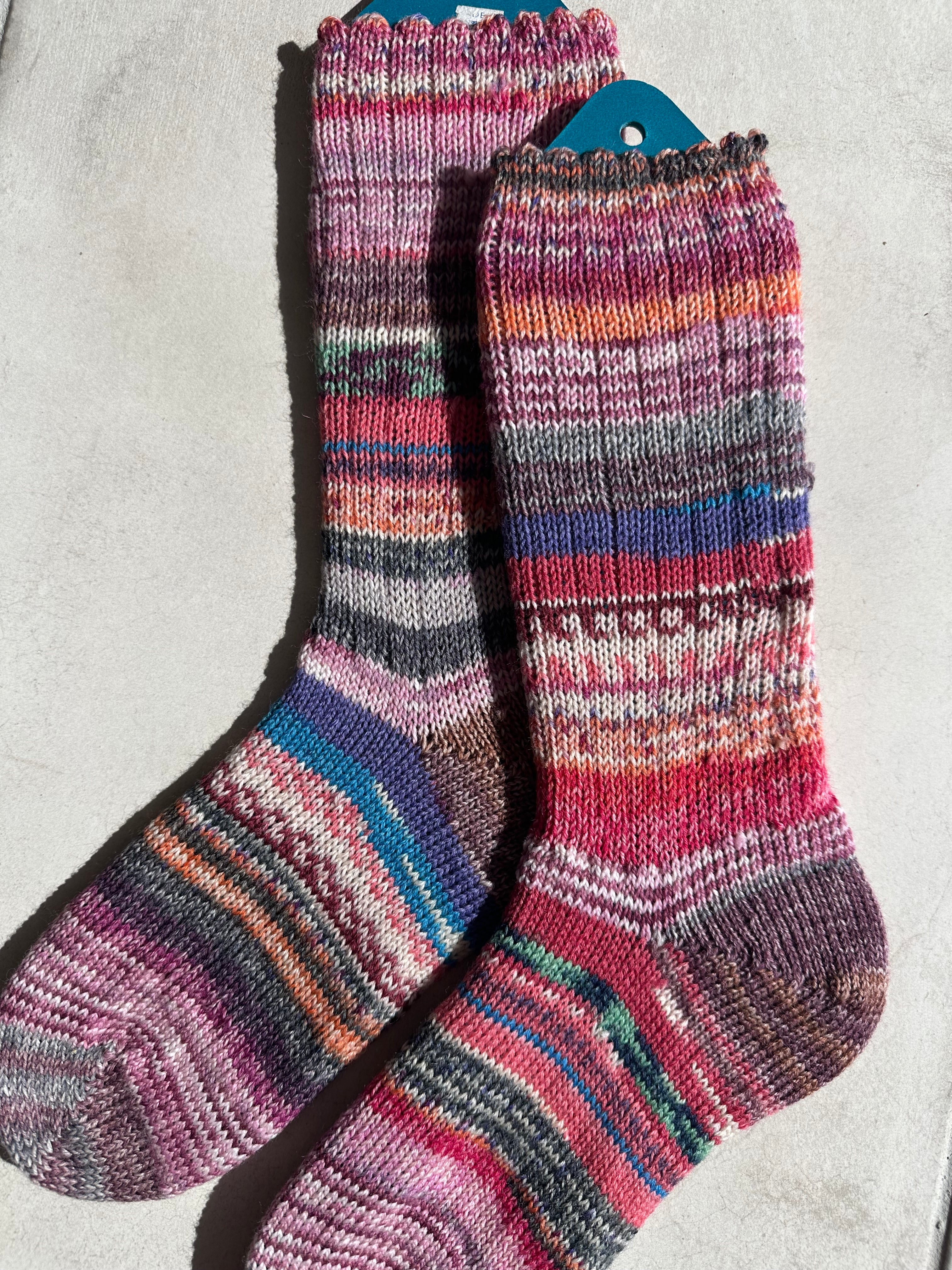 One of a Kind Scrappy Handmade Wool Socks - Soft, Warm & Colorful Winter Socks for Women