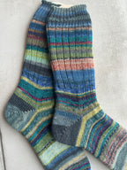 Scrappy One of a Kind Hand-Knitted Socks,  Hand-Knitted Merino Wool Socks - Large