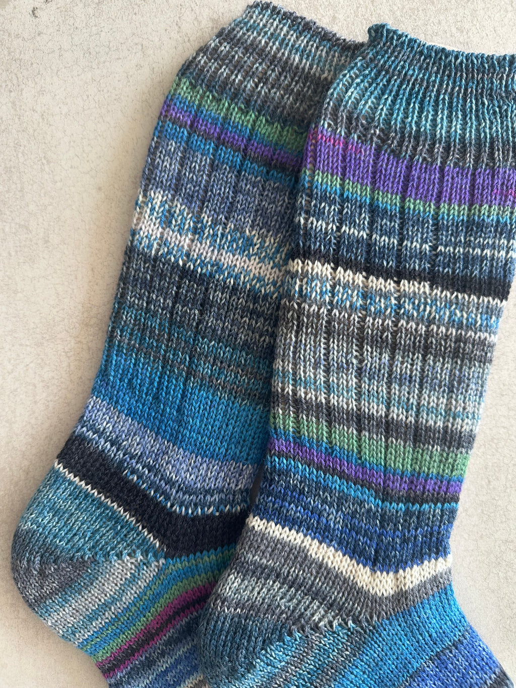 Scrappy One of a Kind Hand-Knitted Socks,  Hand-Knitted Merino Wool Socks - Large