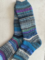 Scrappy One of a Kind Hand-Knitted Socks,  Hand-Knitted Merino Wool Socks - Large
