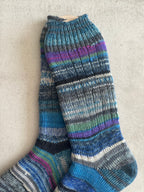Scrappy One of a Kind Hand-Knitted Socks,  Hand-Knitted Merino Wool Socks - Large