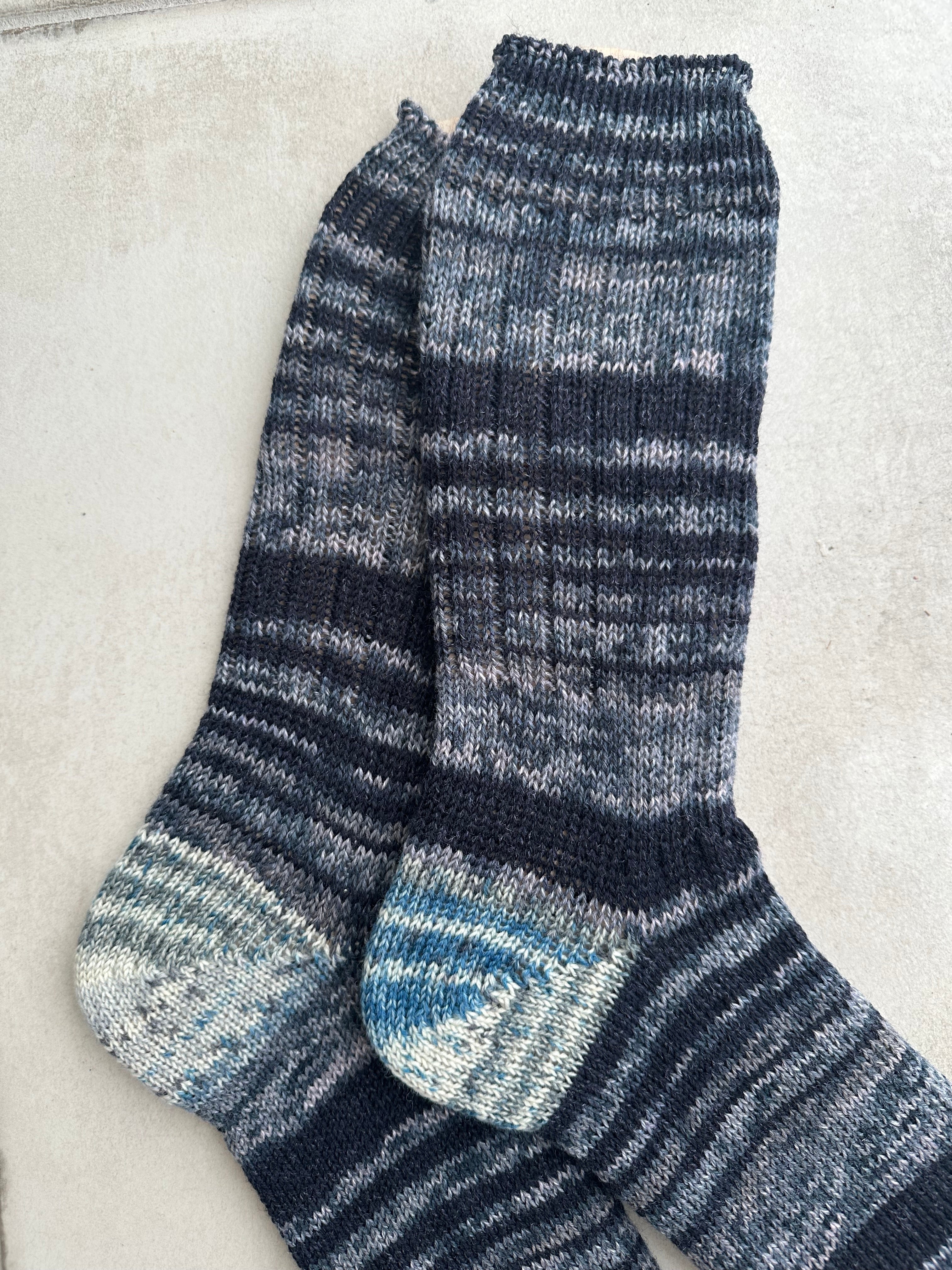 Hand-Knitted Socks,  Hand-Knitted Merino Wool Socks - Large