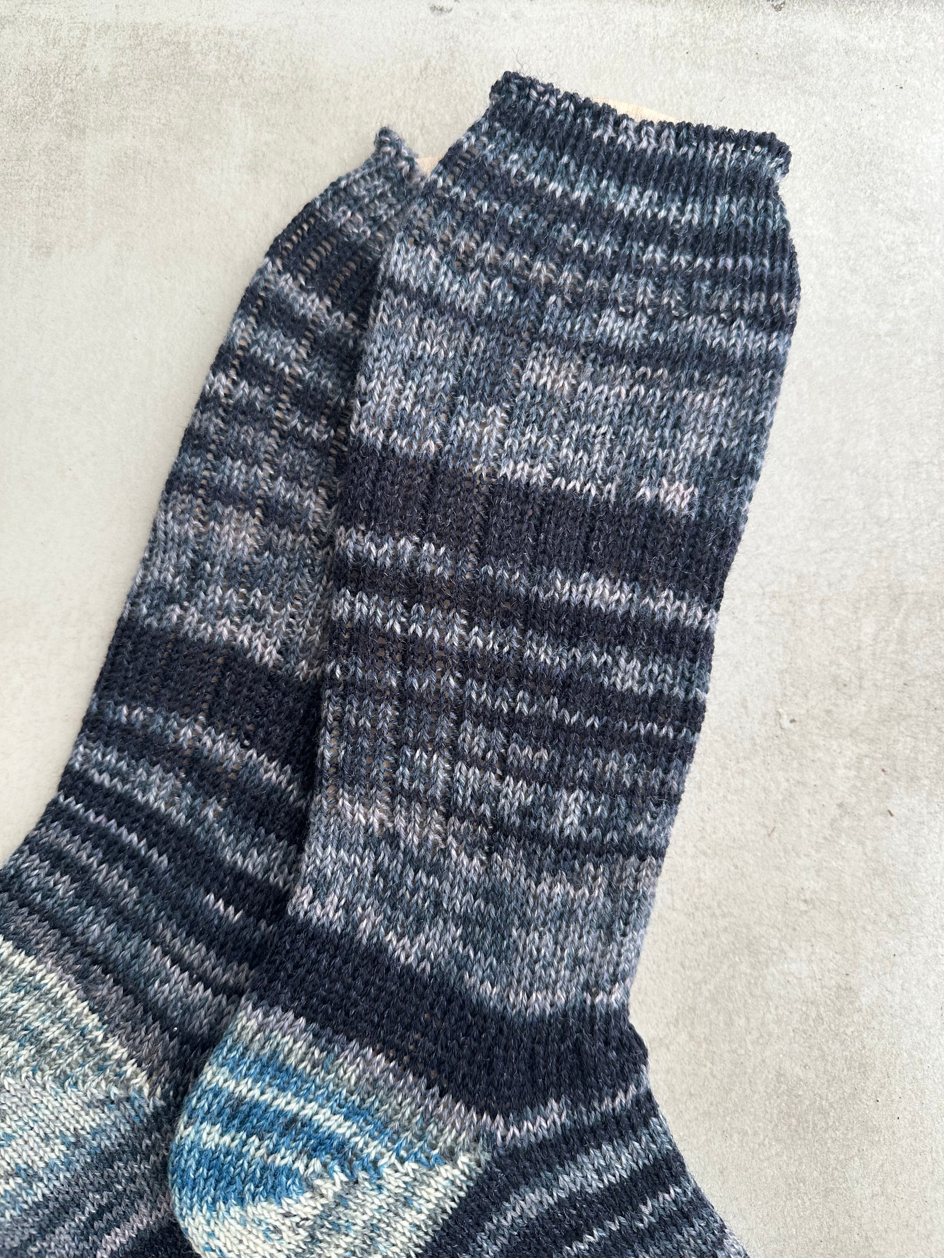 Hand-Knitted Socks,  Hand-Knitted Merino Wool Socks - Large