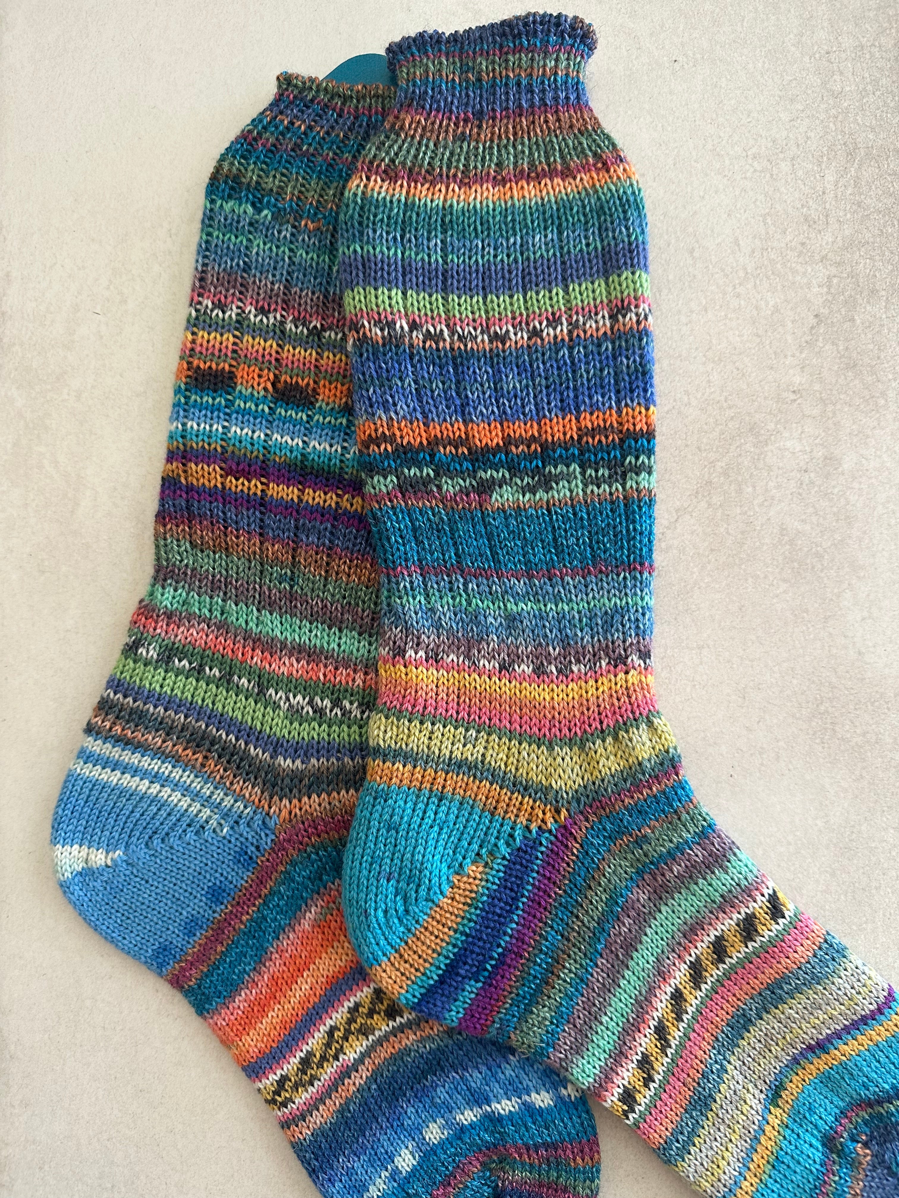 Whimsical Scrappy Handmade Wool Socks - Soft, Warm & Colorful Winter Socks for Women