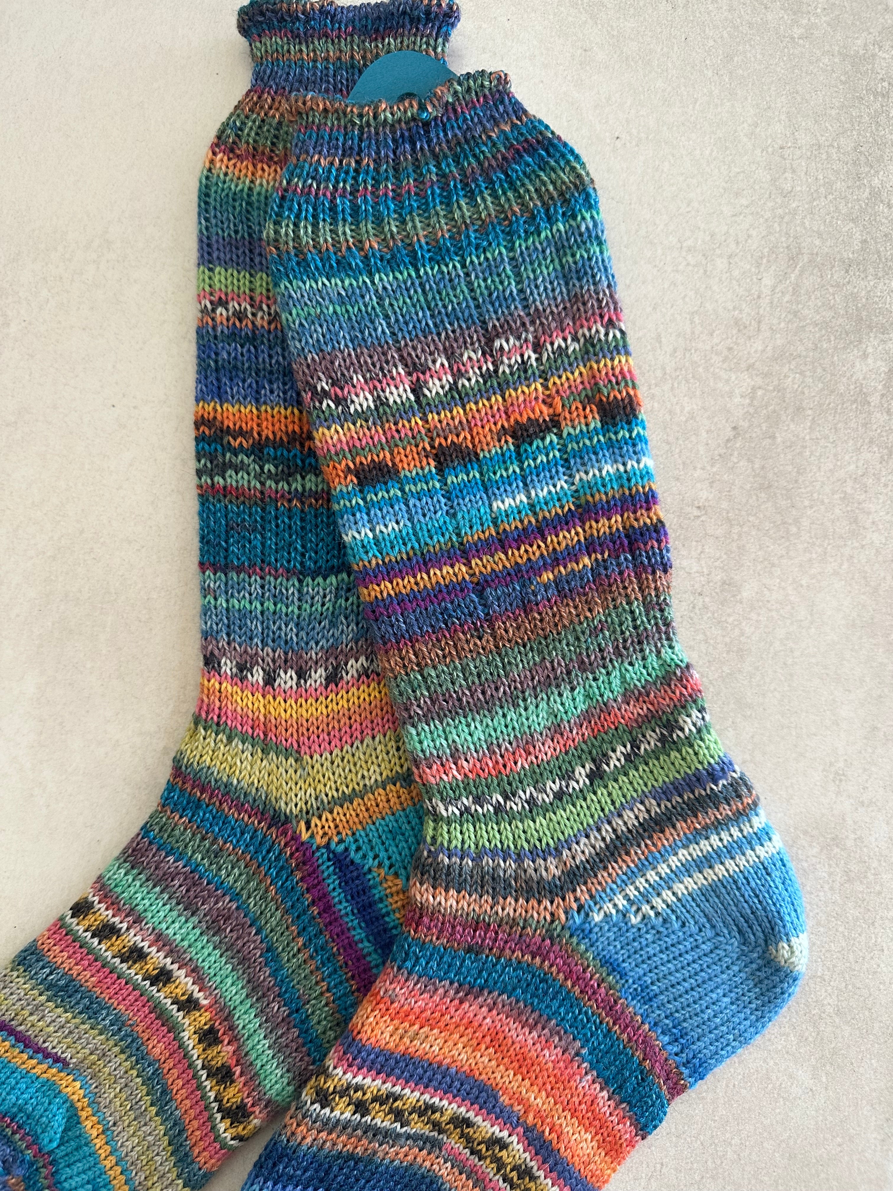 Whimsical Scrappy Handmade Wool Socks - Soft, Warm & Colorful Winter Socks for Women