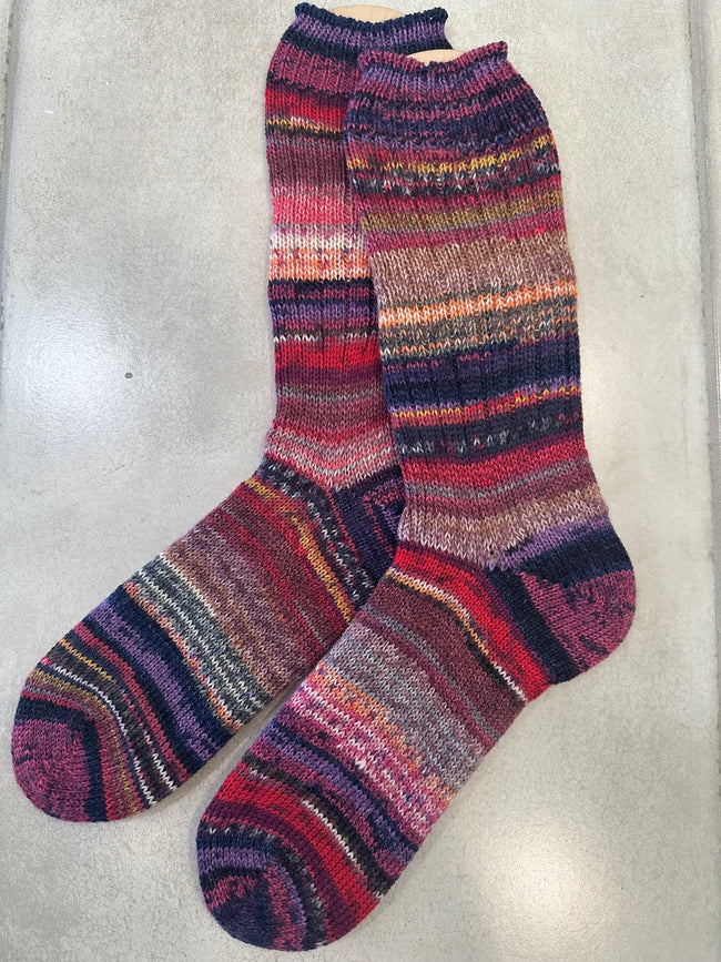 Scrappy One of a Kind Hand-Knitted Socks,  Hand-Knitted Merino Wool Socks - Large Main Image