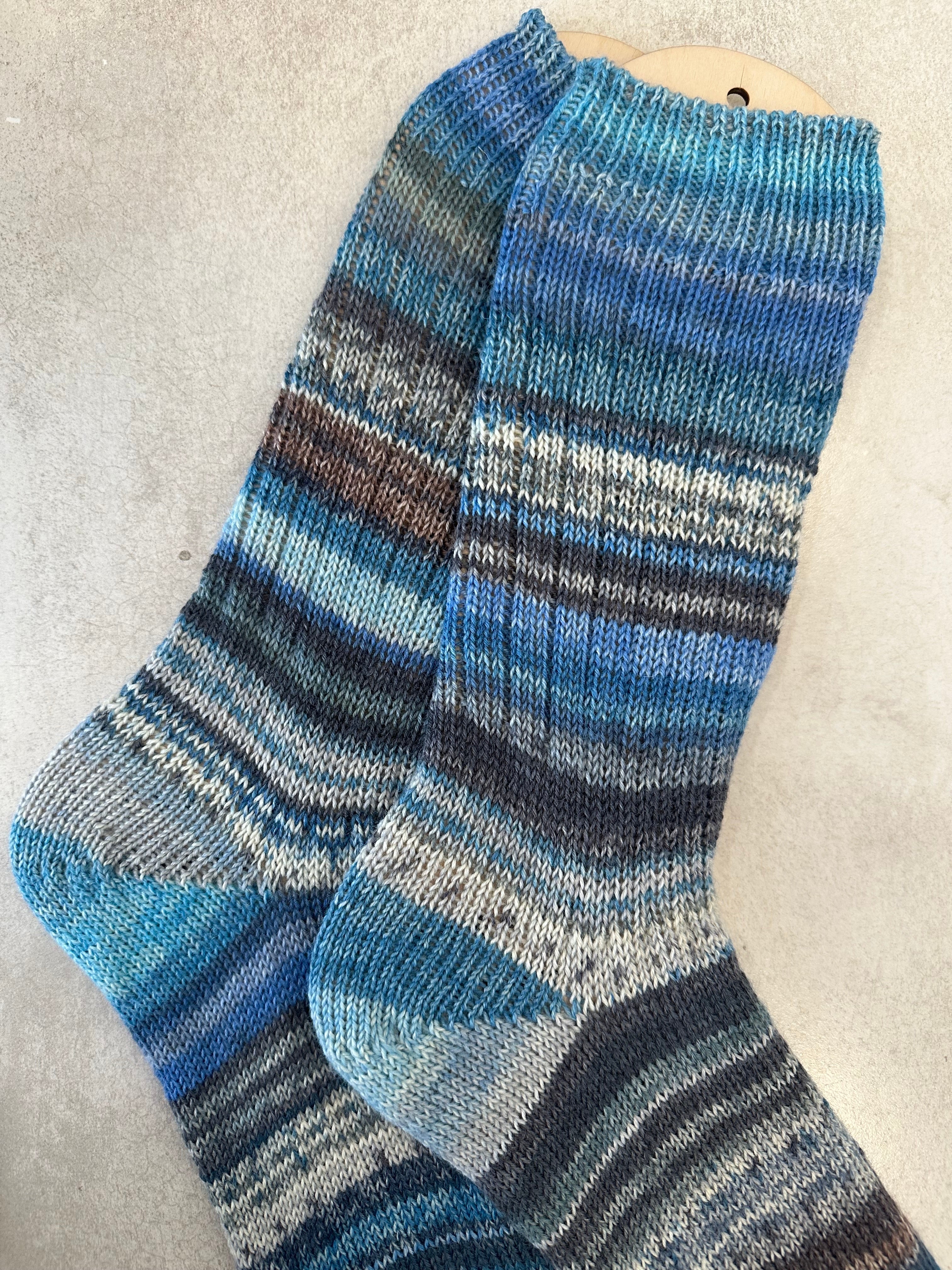 Scrappy One of a Kind Hand-Knitted Socks,  Hand-Knitted Merino Wool Socks - Large