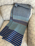 Fun and Funky Striped Scarf, 100% Merino Wool, One of a Kind Scarf, Boiled Wool, American Made Wool Yarn