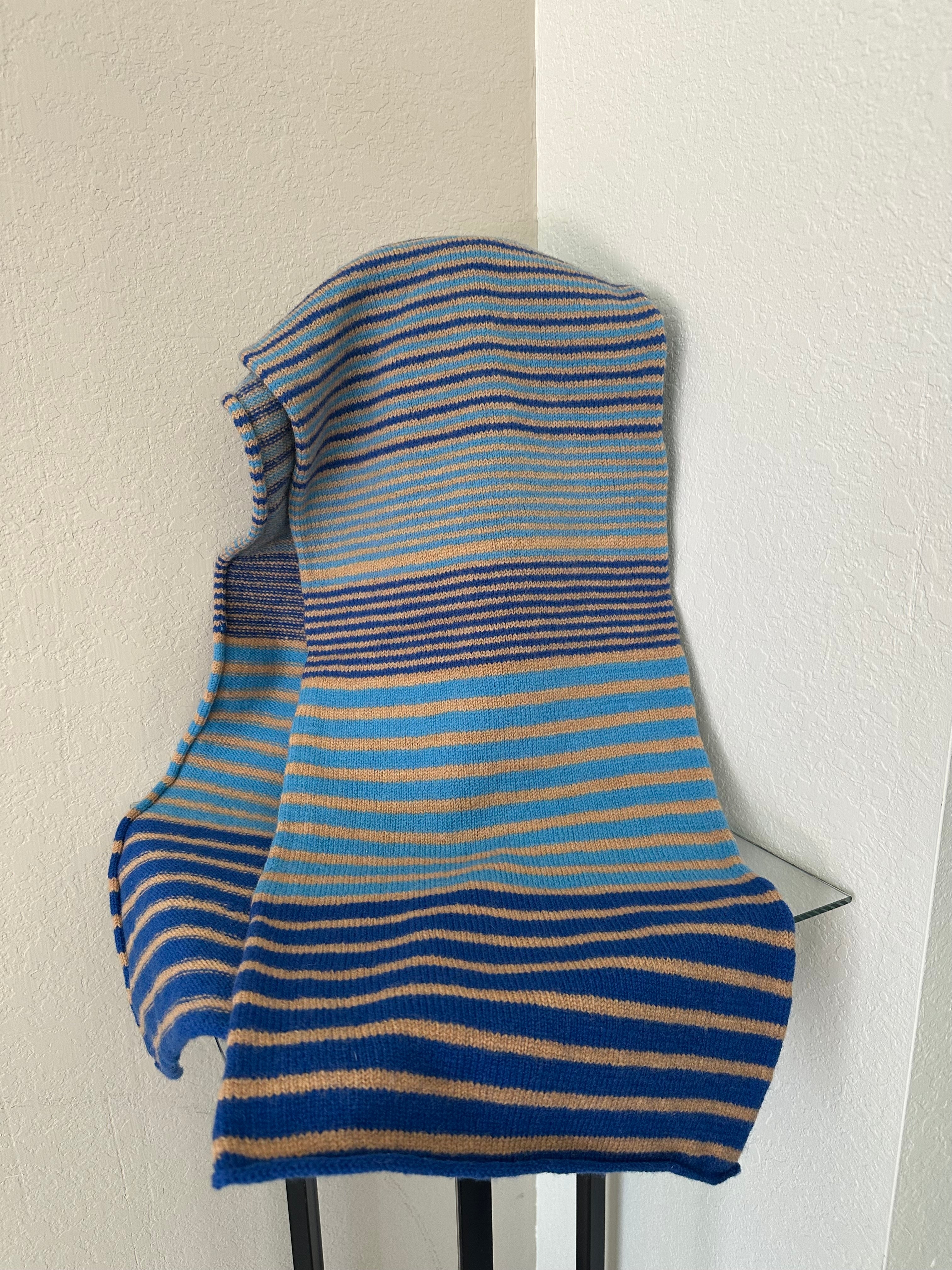 Fun and Funky Striped Scarf, 100% Merino Wool, One of a Kind Scarf, Boiled Wool, American Made Wool Yarn