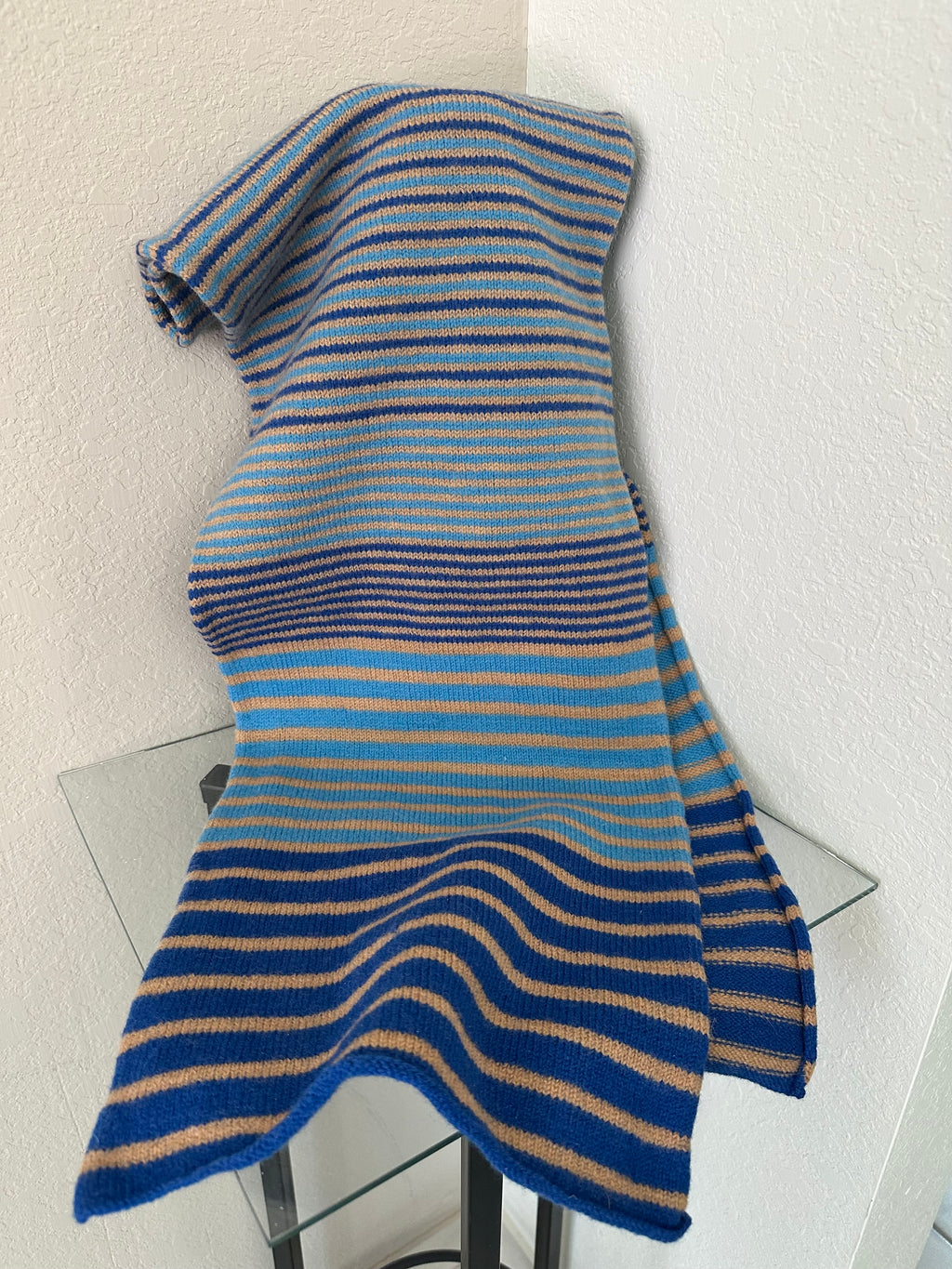 Fun and Funky Striped Scarf, 100% Merino Wool, One of a Kind Scarf, Boiled Wool, American Made Wool Yarn