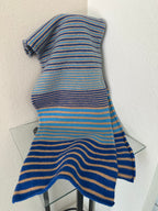 Fun and Funky Striped Scarf, 100% Merino Wool, One of a Kind Scarf, Boiled Wool, American Made Wool Yarn
