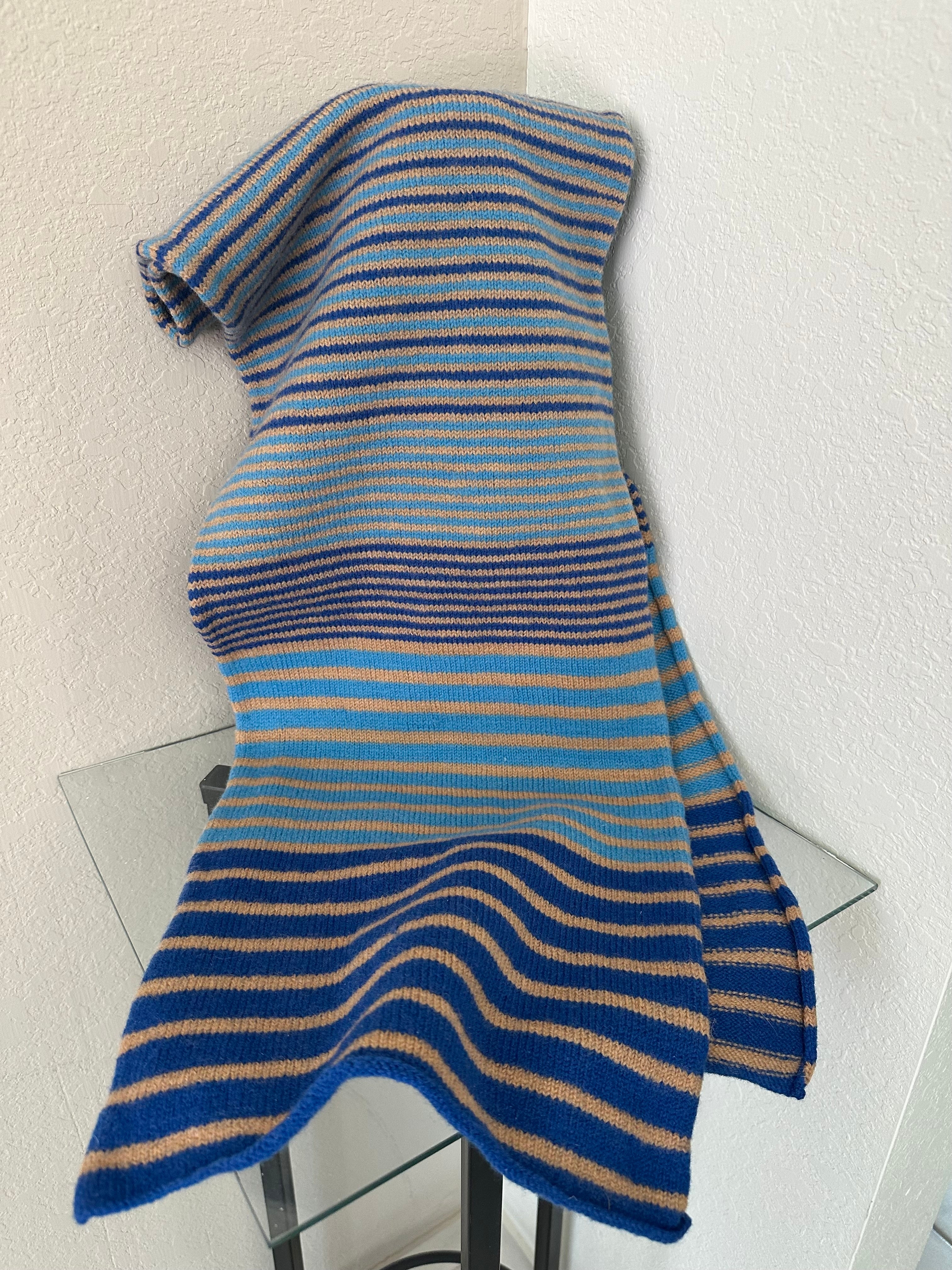 Fun and Funky Striped Scarf, 100% Merino Wool, One of a Kind Scarf, Boiled Wool, American Made Wool Yarn