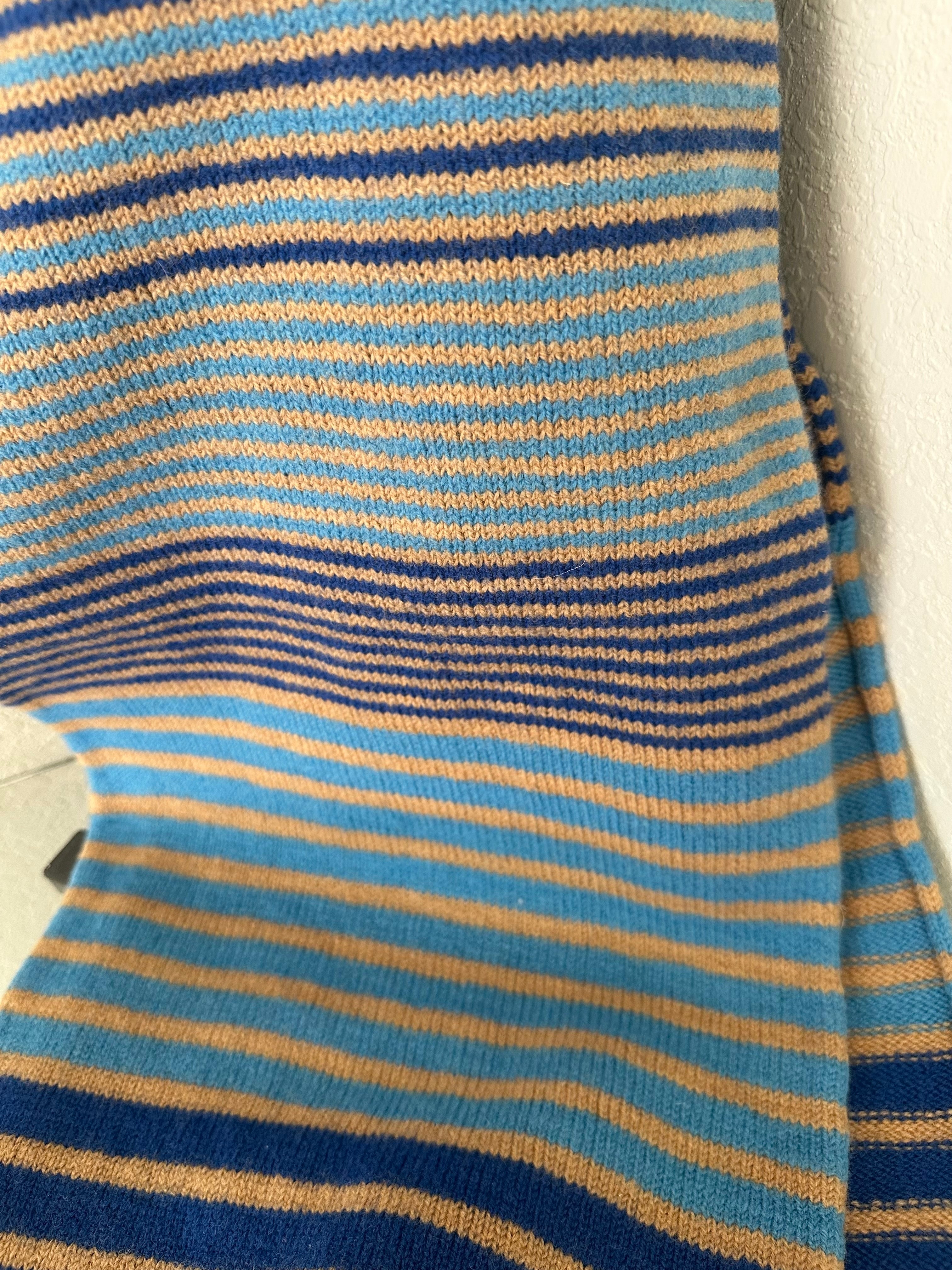Fun and Funky Striped Scarf, 100% Merino Wool, One of a Kind Scarf, Boiled Wool, American Made Wool Yarn