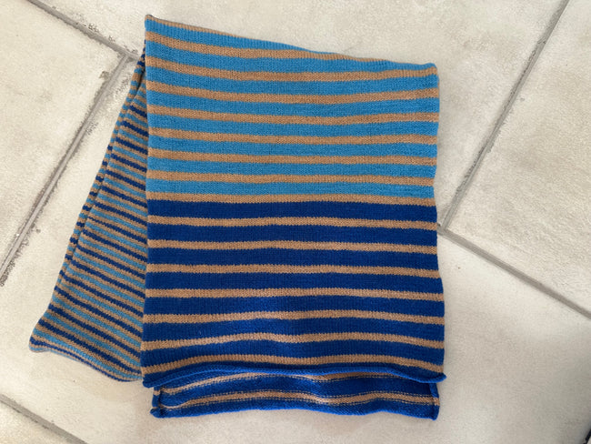 Fun and Funky Striped Scarf, 100% Merino Wool, One of a Kind Scarf, Boiled Wool, American Made Wool Yarn Main Image