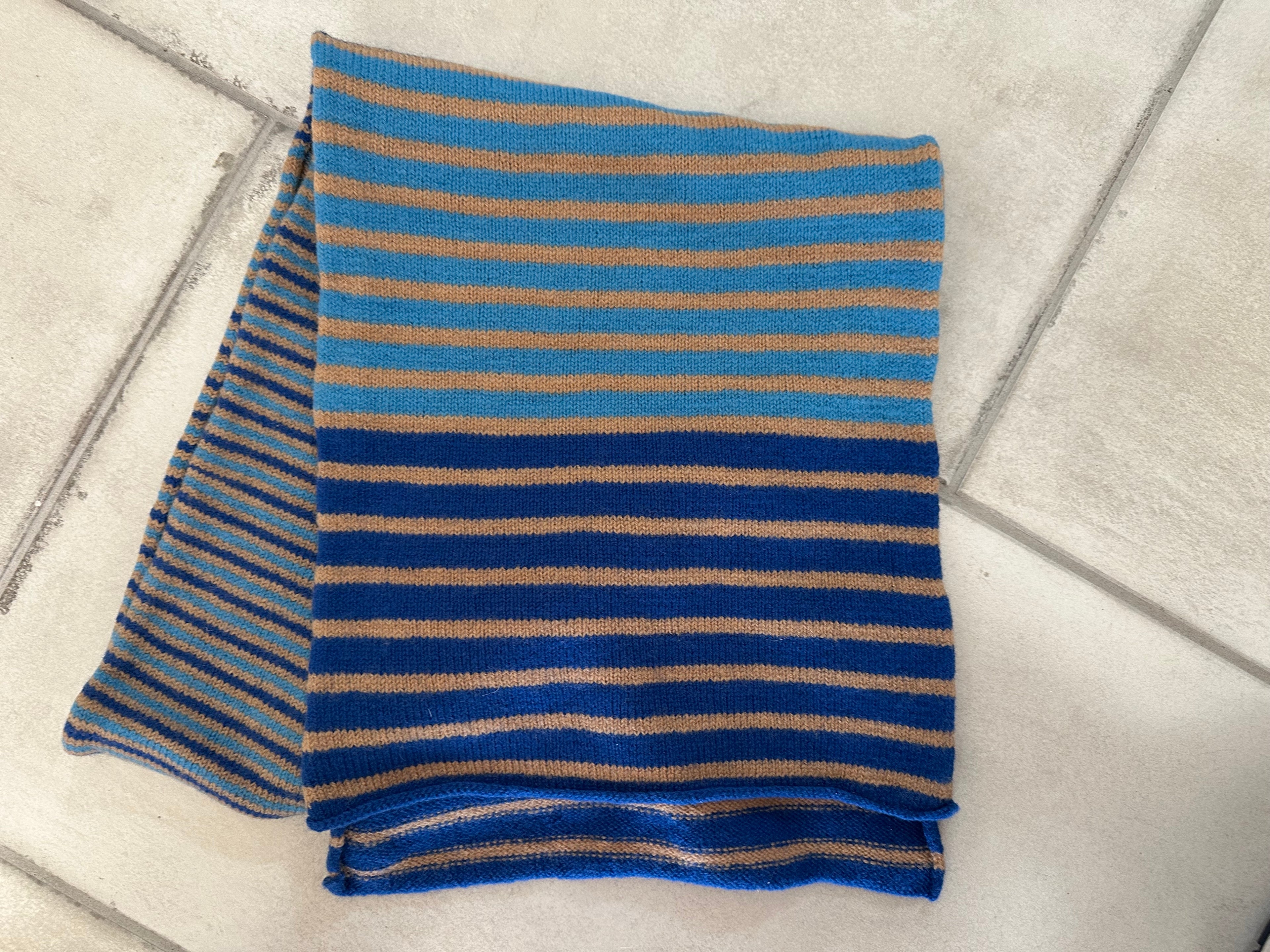 Fun and Funky Striped Scarf, 100% Merino Wool, One of a Kind Scarf, Boiled Wool, American Made Wool Yarn