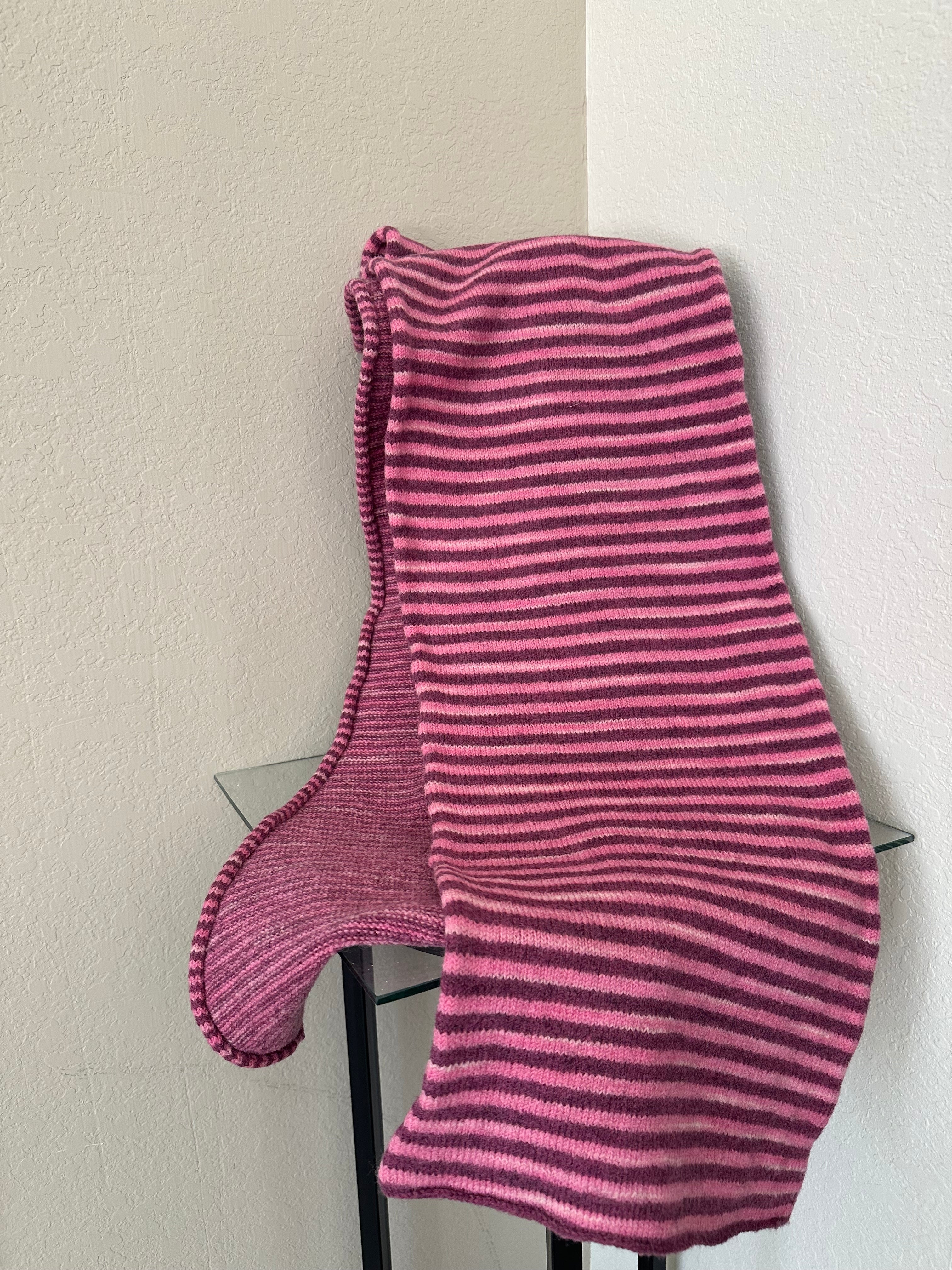 Fun and Funky Striped Scarf, 100% Merino Wool, One of a Kind Scarf, Boiled Wool, American Made Wool Yarn