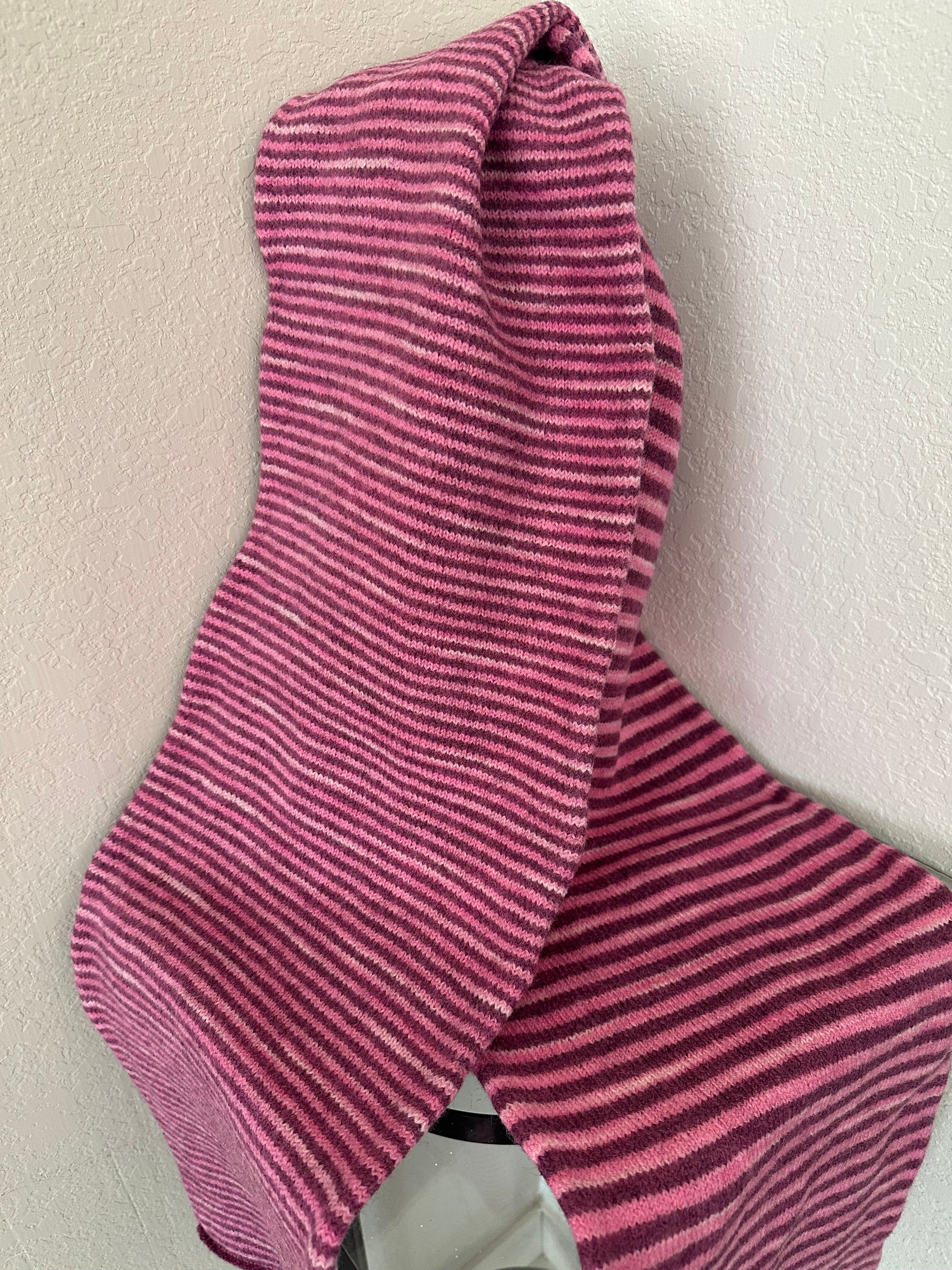 Fun and Funky Striped Scarf, 100% Merino Wool, One of a Kind Scarf, Boiled Wool, American Made Wool Yarn