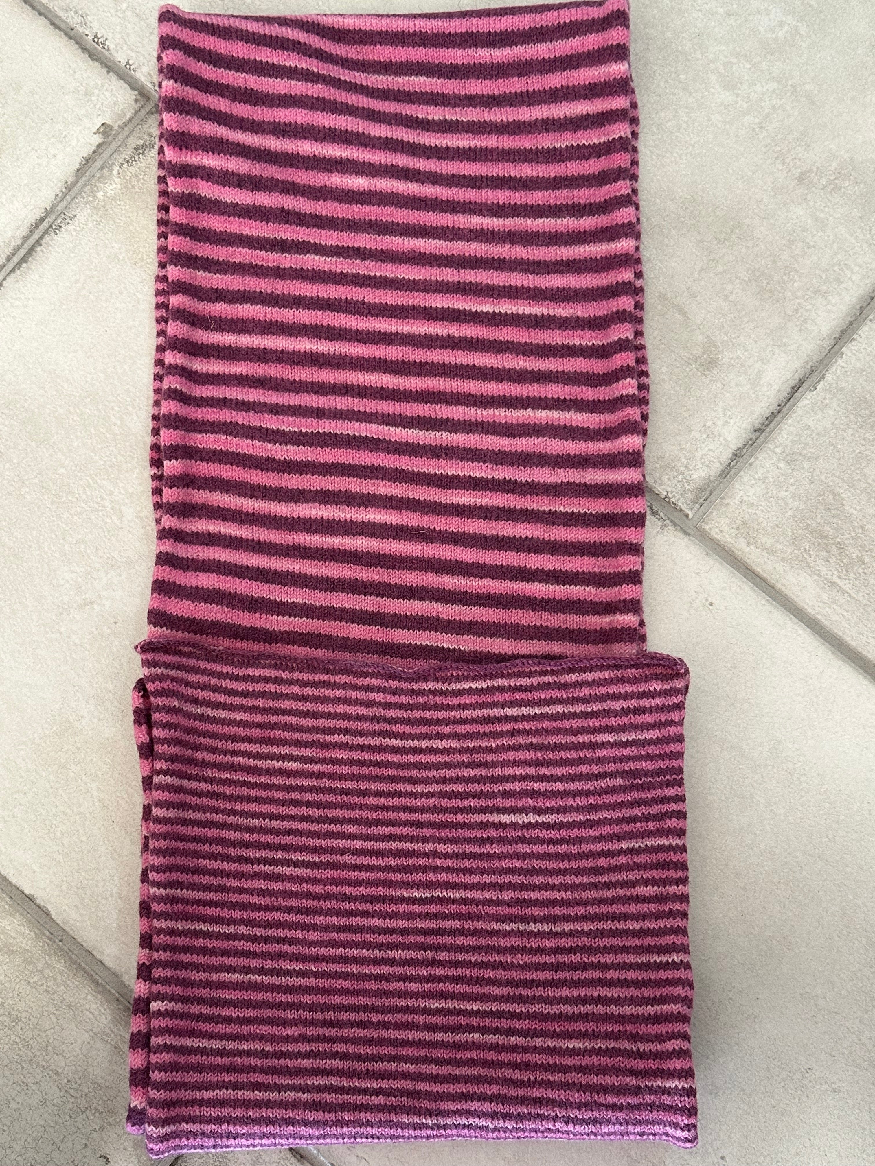Fun and Funky Striped Scarf, 100% Merino Wool, One of a Kind Scarf, Boiled Wool, American Made Wool Yarn