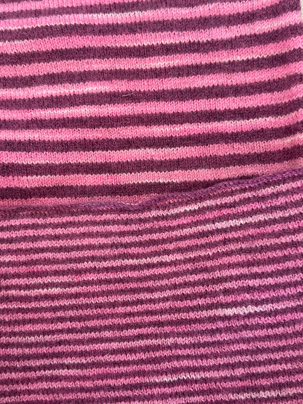 Fun and Funky Striped Scarf, 100% Merino Wool, One of a Kind Scarf, Boiled Wool, American Made Wool Yarn