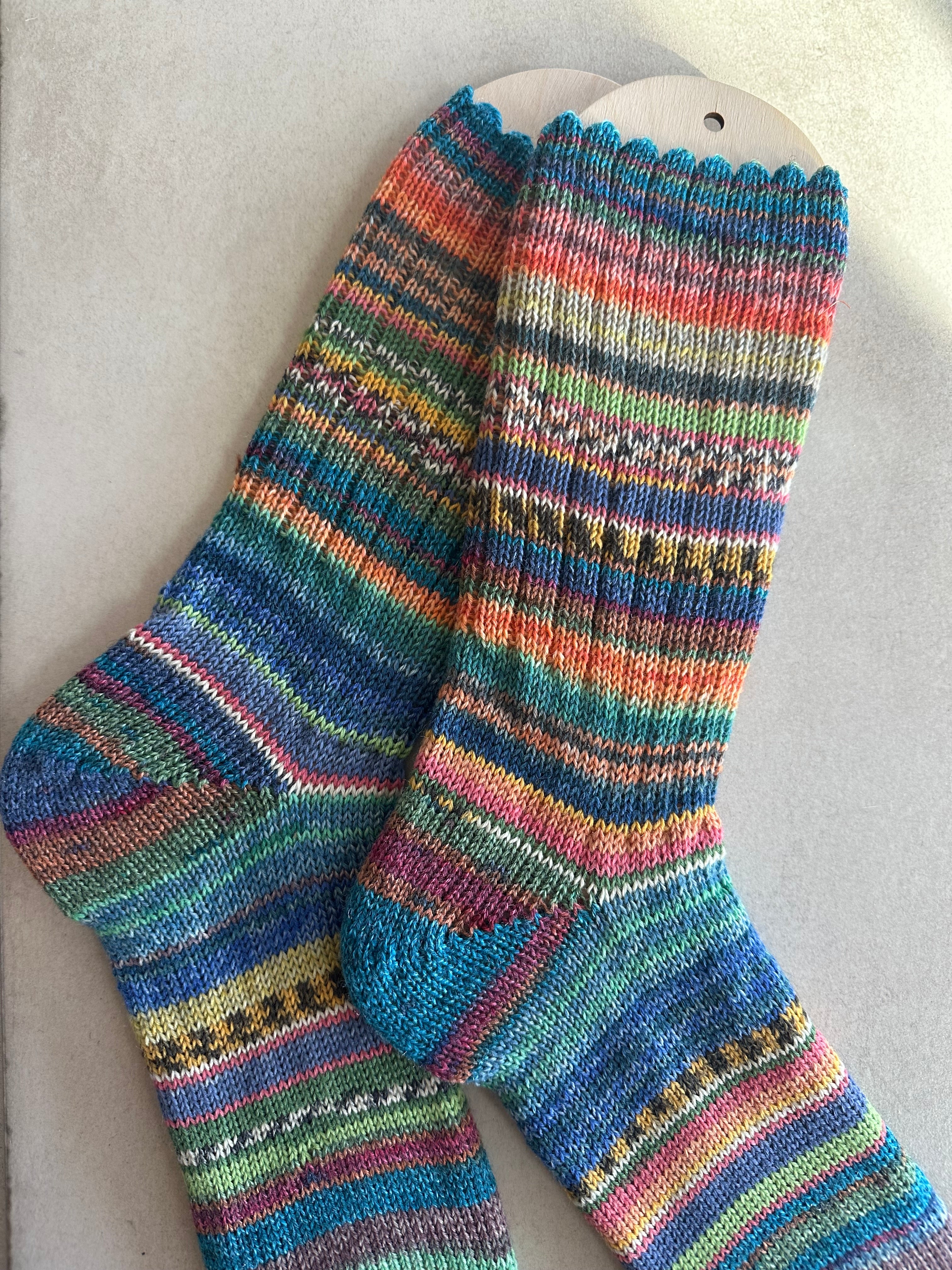Whimsical Scrappy Handmade Wool Socks - Soft, Warm & Colorful Winter Socks for Women