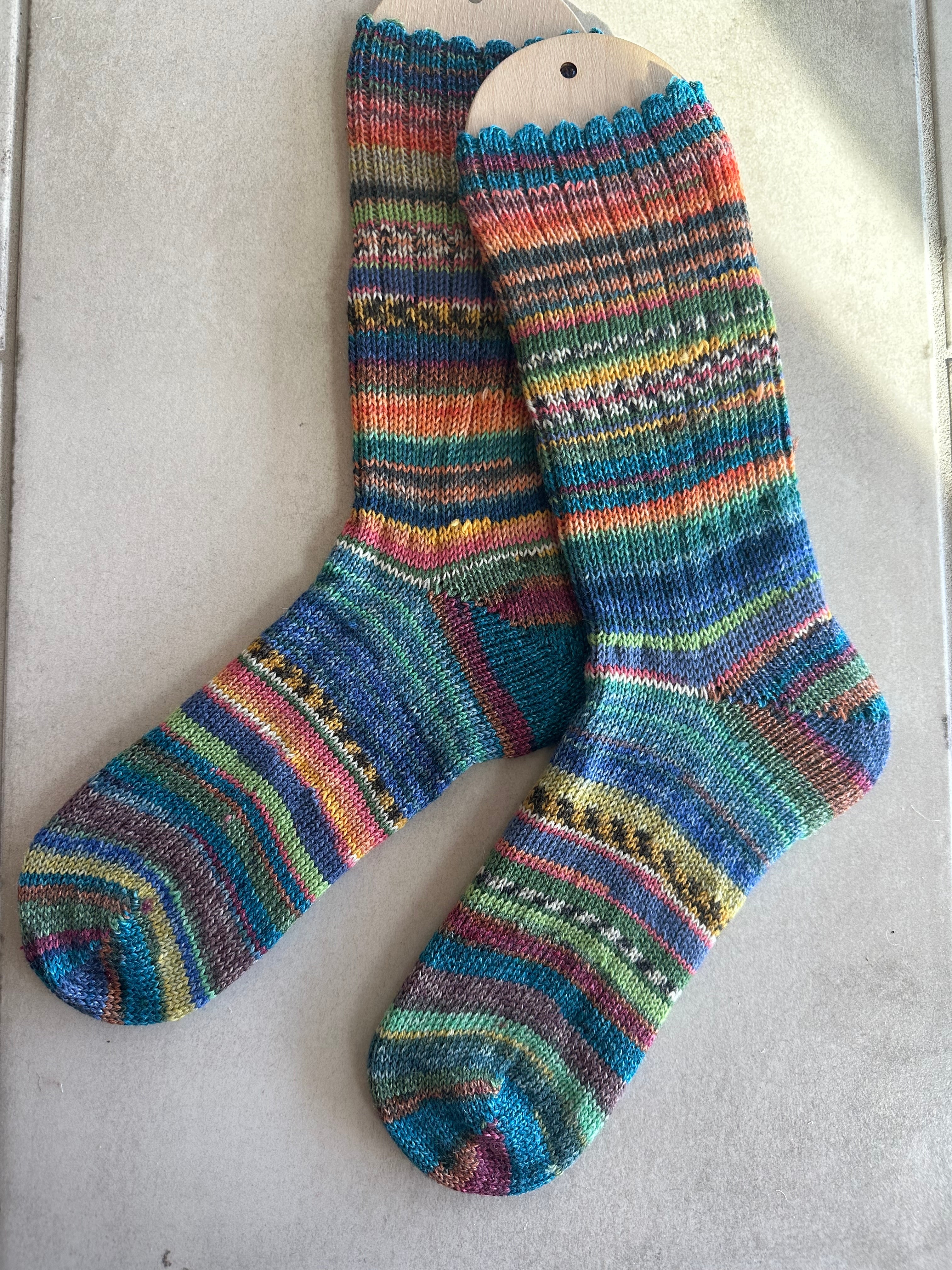 Whimsical Scrappy Handmade Wool Socks - Soft, Warm & Colorful Winter Socks for Women