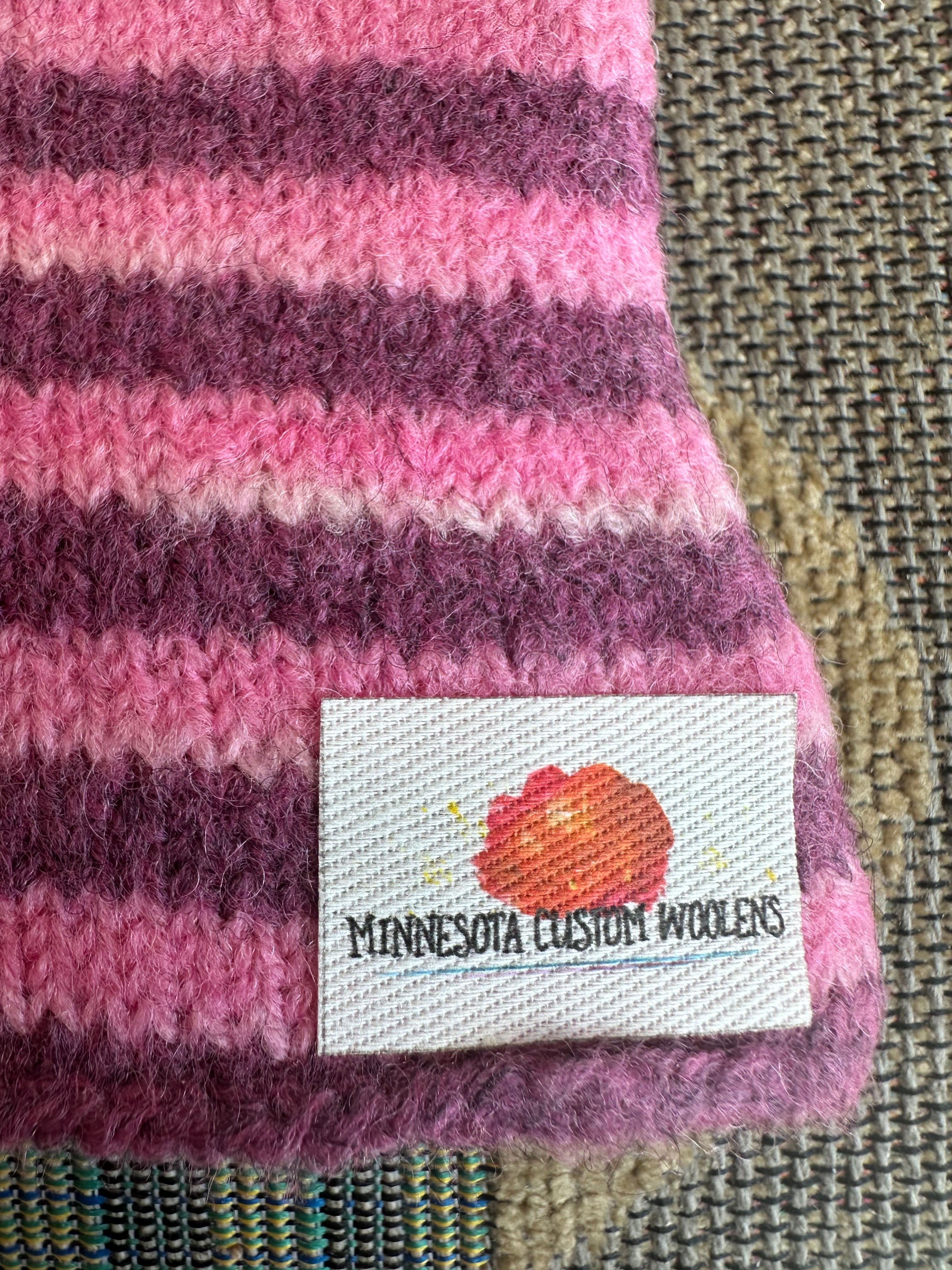 Fun and Funky Striped Scarf, 100% Merino Wool, One of a Kind Scarf, Boiled Wool, American Made Wool Yarn