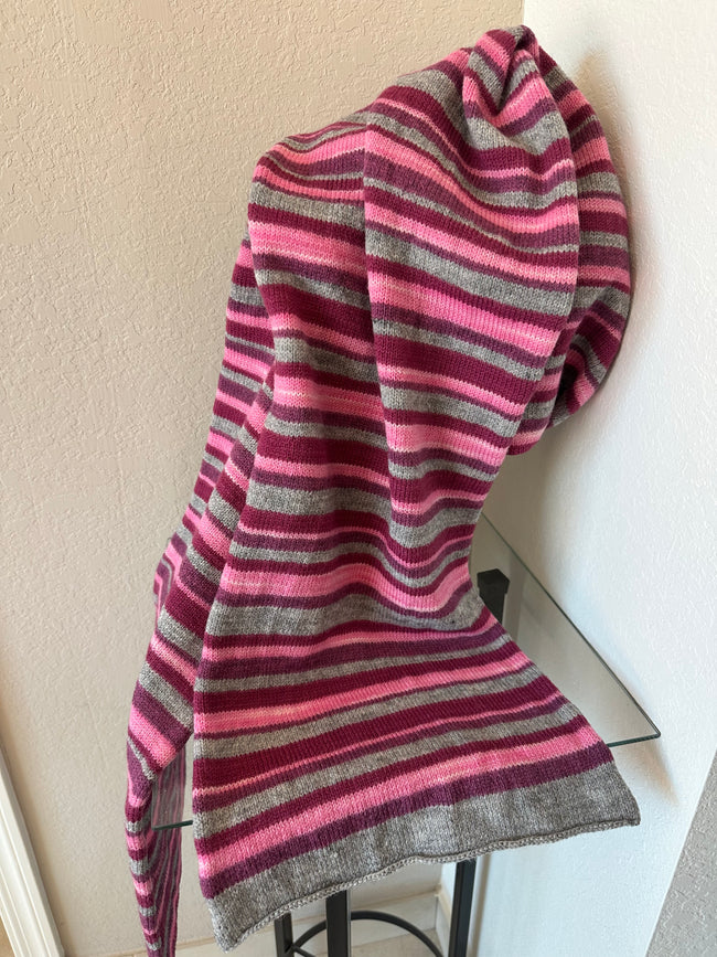 Fun and Funky Striped Scarf, 100% Merino Wool, One of a Kind Scarf, Boiled Wool, American Made Wool Yarn Hover Image