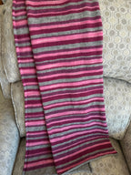 Fun and Funky Striped Scarf, 100% Merino Wool, One of a Kind Scarf, Boiled Wool, American Made Wool Yarn