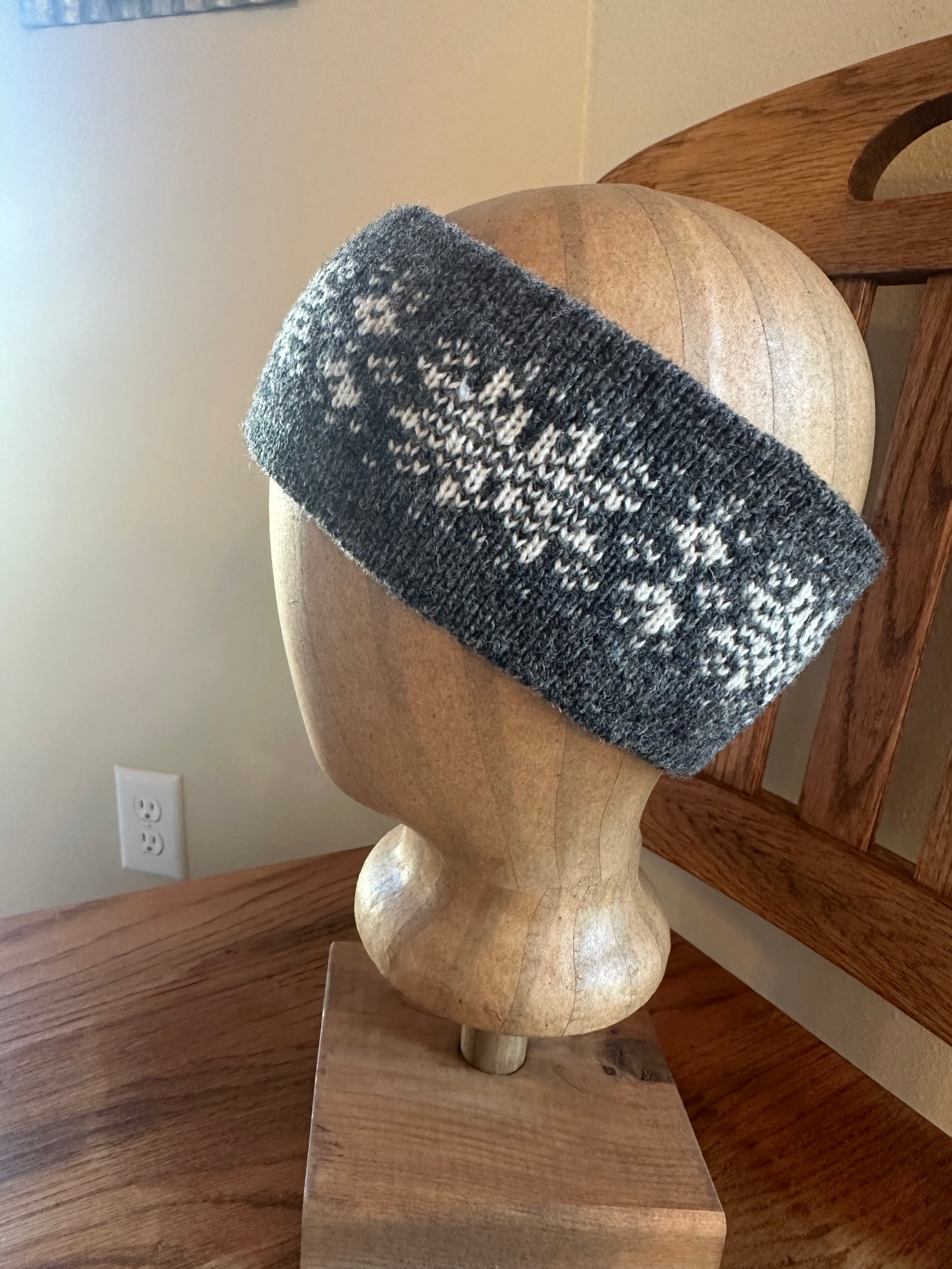 Shetland wool headband, hand-knit fair isle design, warming headwear for chilly days and thoughtful handmade gift