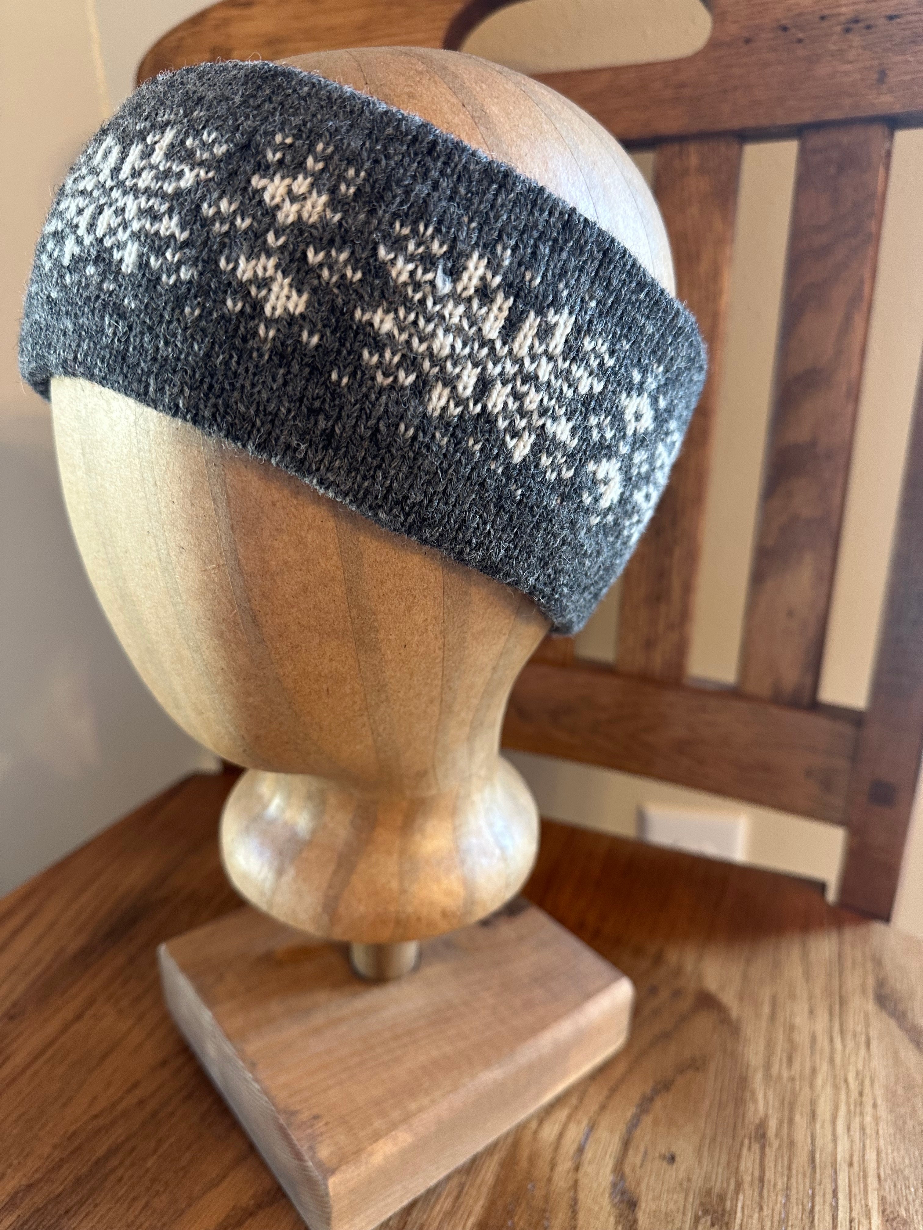 Shetland wool headband, hand-knit fair isle design, warming headwear for chilly days and thoughtful handmade gift