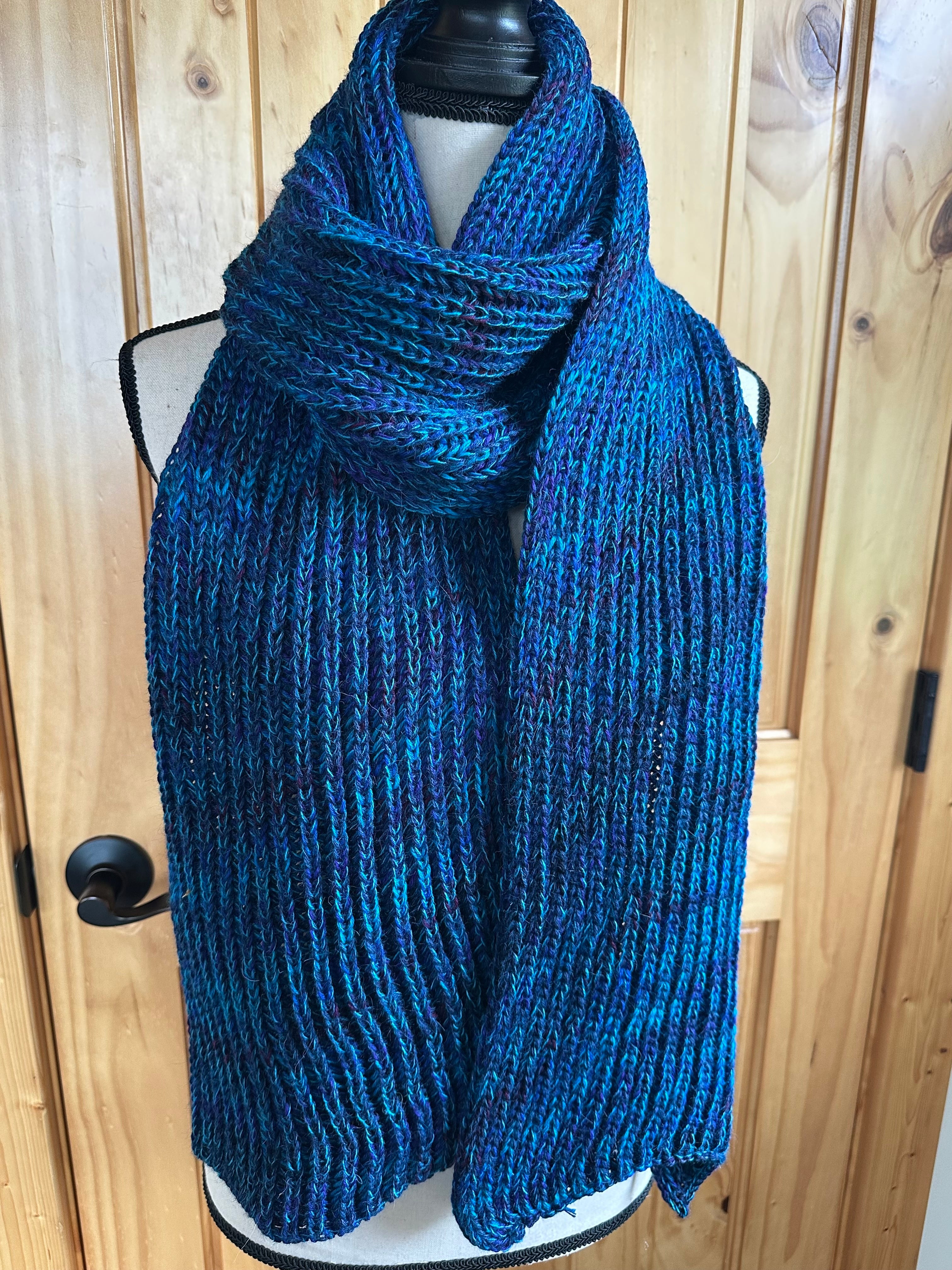 One of a Kind Knit Alpaca & Merino Wool Scarf, Vibrant Fishermans Rib Style, Handcrafted Accessories for Winter Warmth, Gift Idea