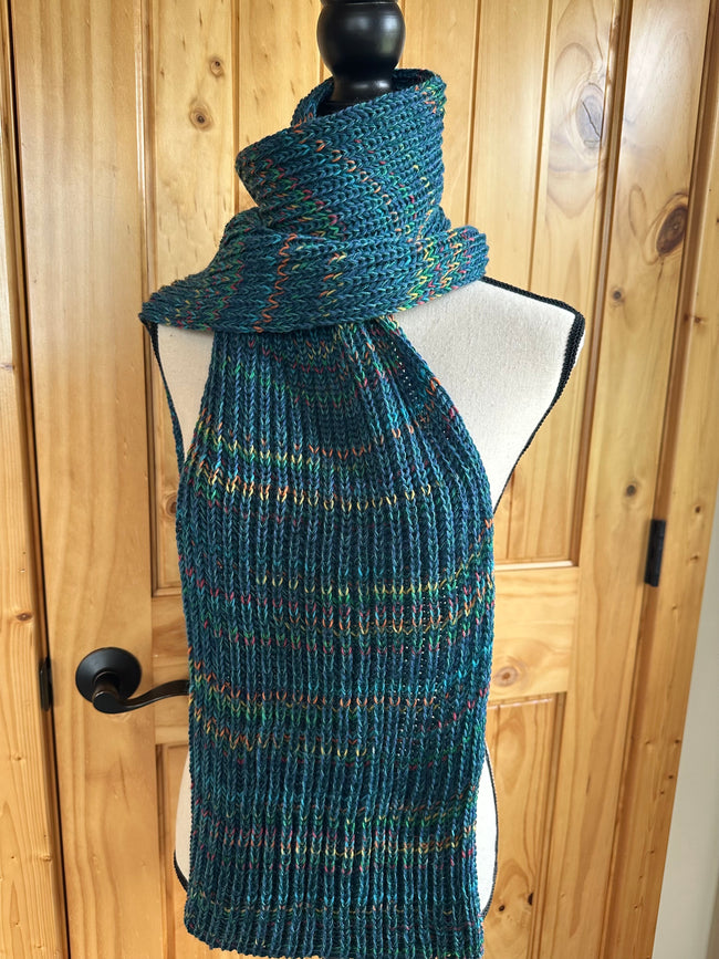 One of a Kind Knit Alpaca & Merino Wool Scarf, Vibrant Fishermans Rib Style, Handcrafted Accessories for Winter Warmth, Gift Idea Hover Image