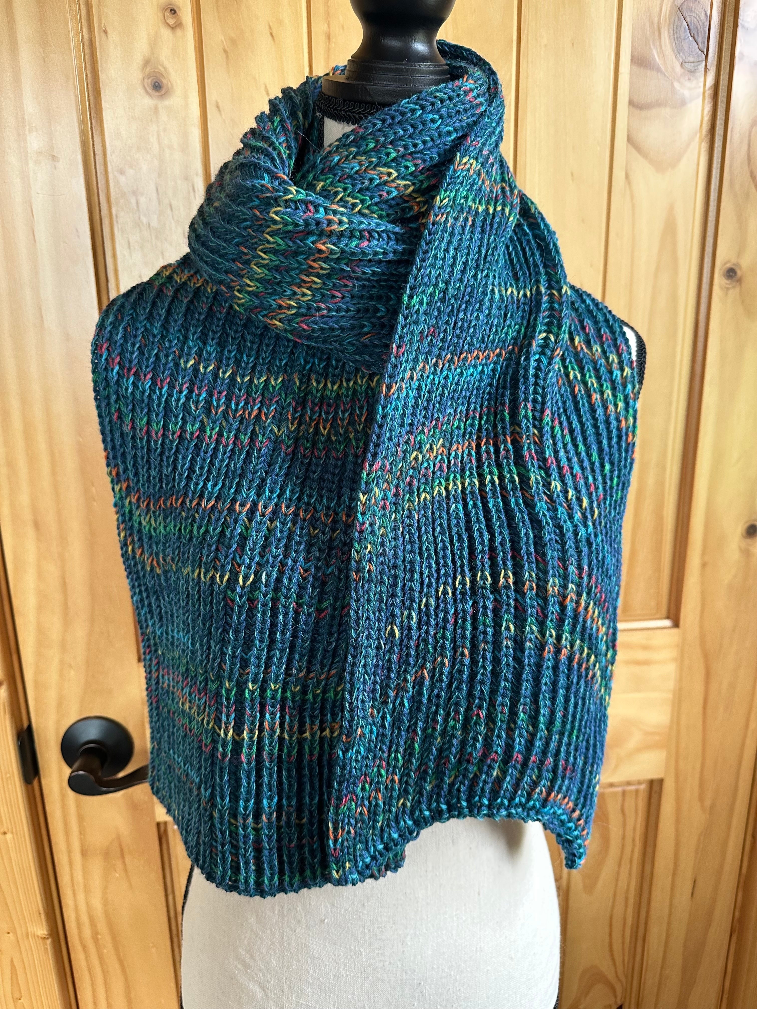 One of a Kind Knit Alpaca & Merino Wool Scarf, Vibrant Fishermans Rib Style, Handcrafted Accessories for Winter Warmth, Gift Idea