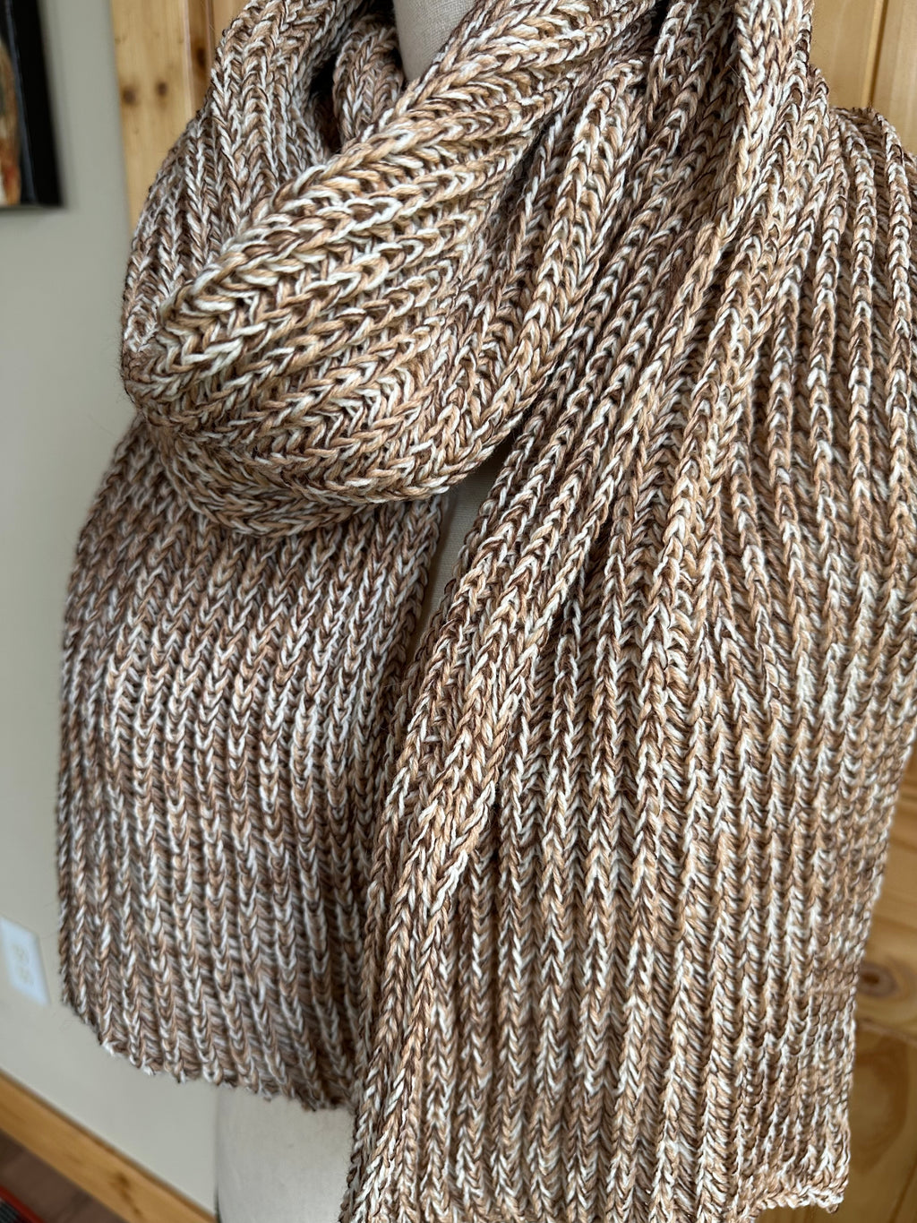 Colorful Handmade Knit Alpaca & Merino Wool Scarf, Fishermans Rib Neckwear, Unique Gift for Cozy Winter Outfits and Fashion Lovers