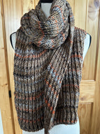 Colorful Handmade Knit Alpaca & Merino Wool Scarf, Fishermans Rib Neckwear, Unique Gift for Cozy Winter Outfits and Fashion Lovers