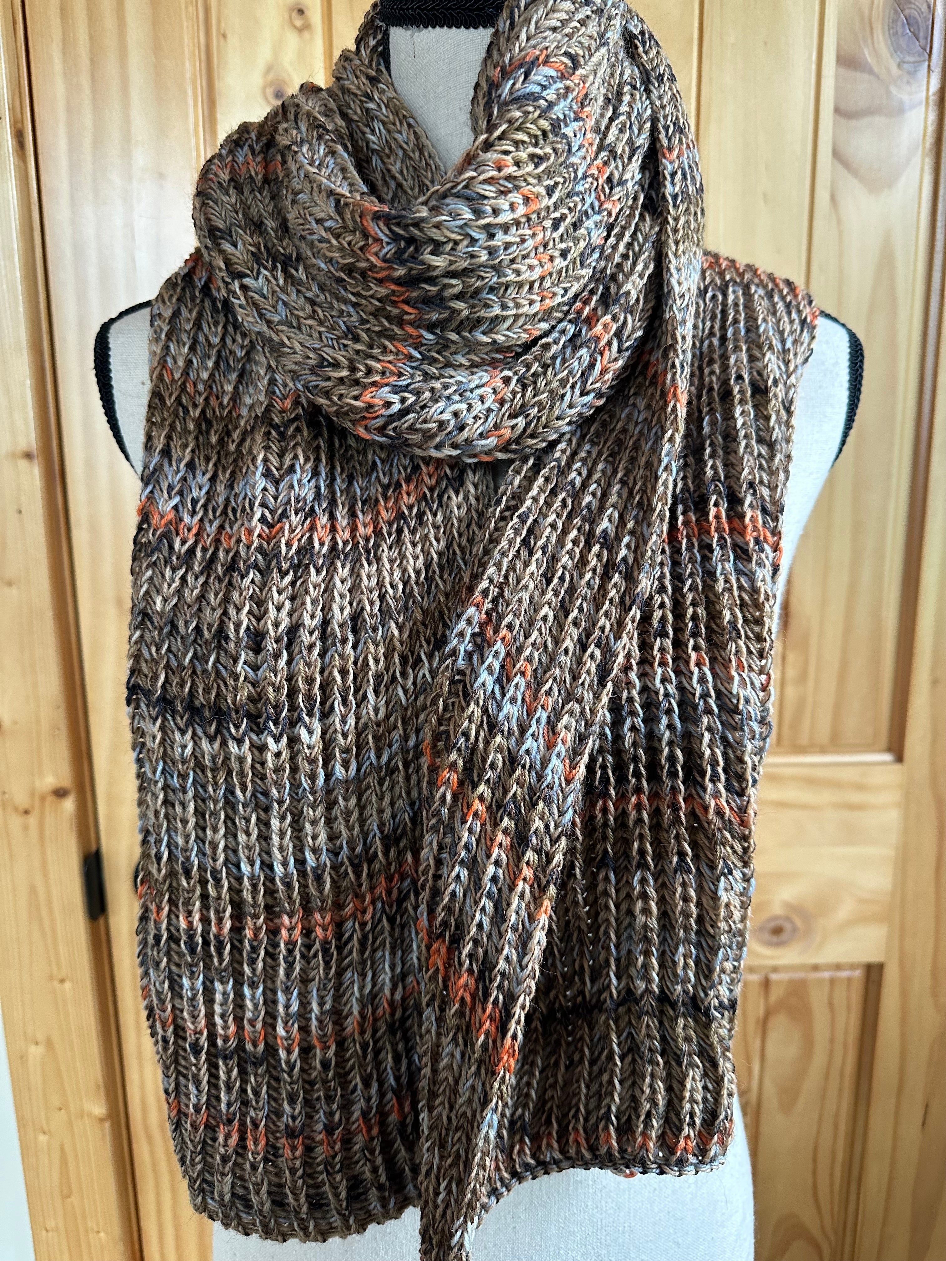 Colorful Handmade Knit Alpaca & Merino Wool Scarf, Fishermans Rib Neckwear, Unique Gift for Cozy Winter Outfits and Fashion Lovers